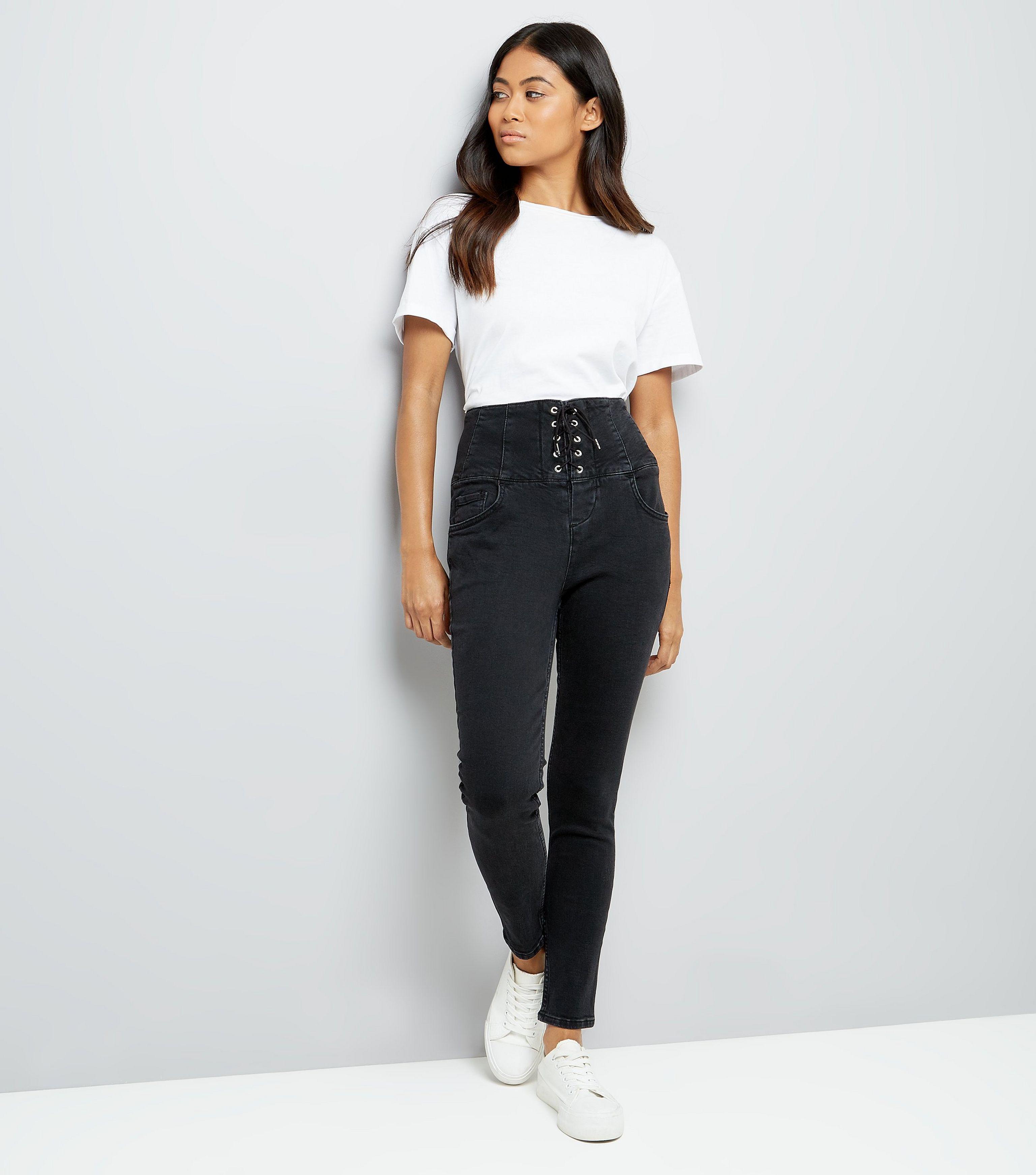 lace up jeans new look