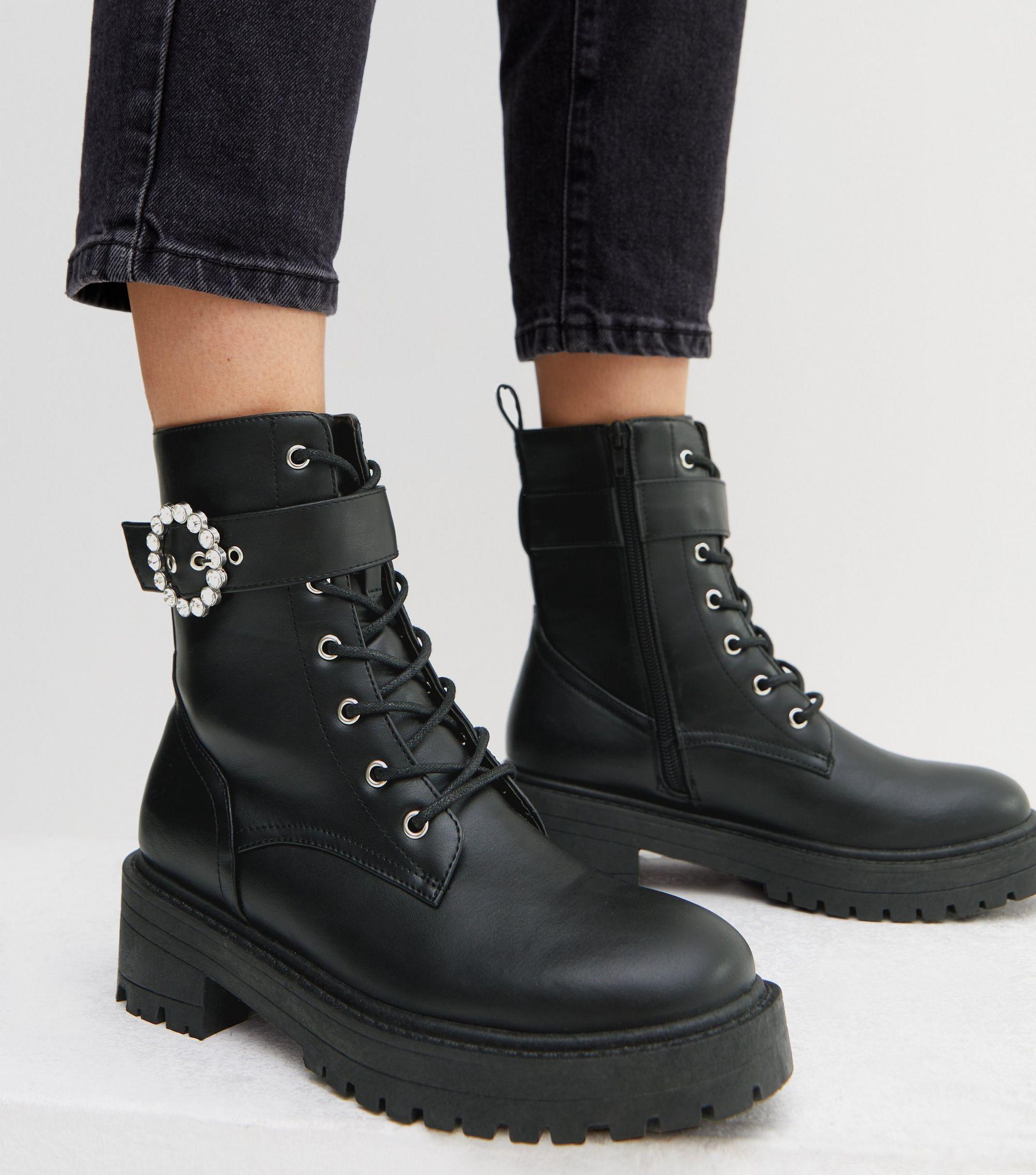 Buckle Chunky Biker Boots 