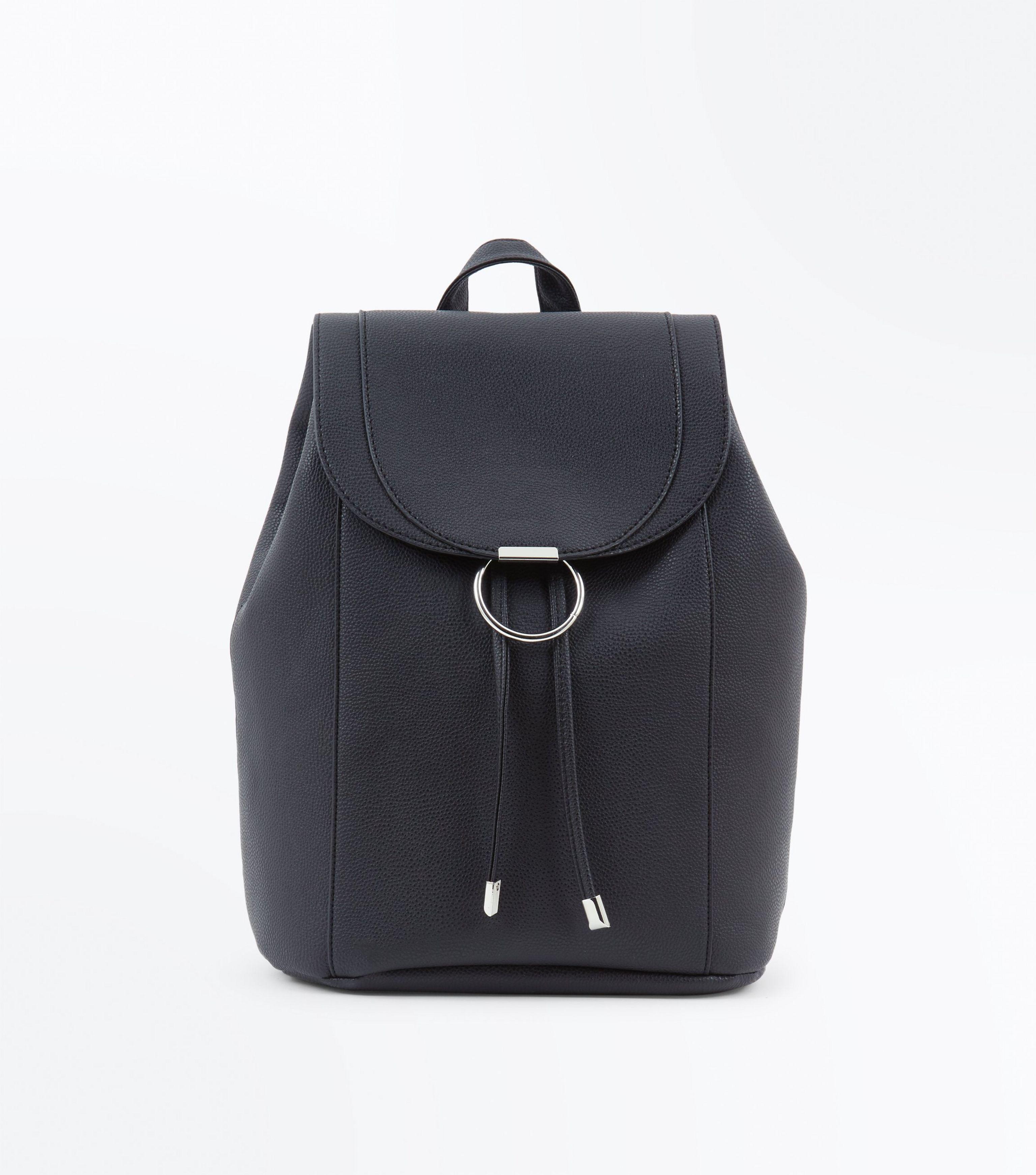 black leather look rucksack