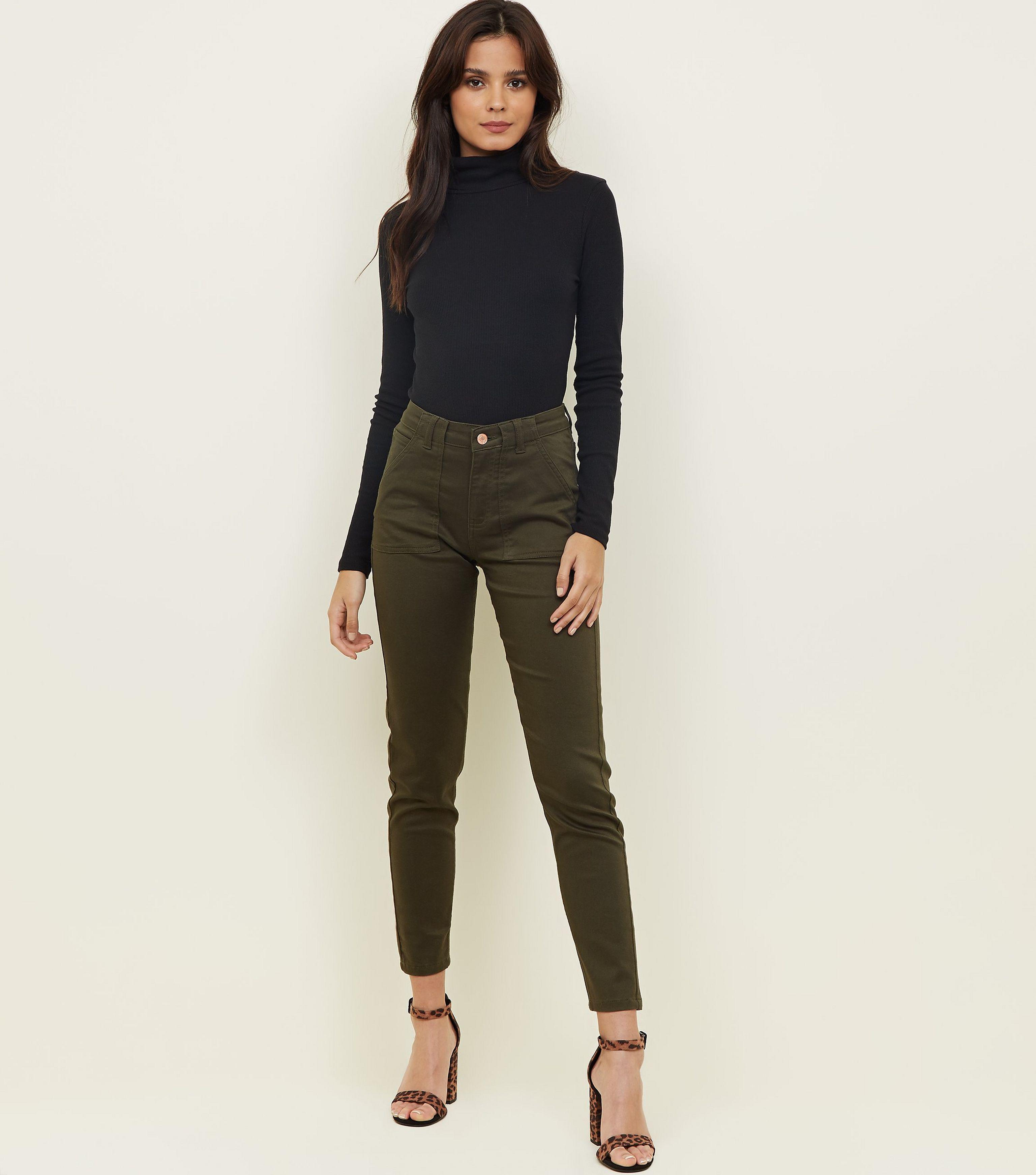khaki utility skinny jeans