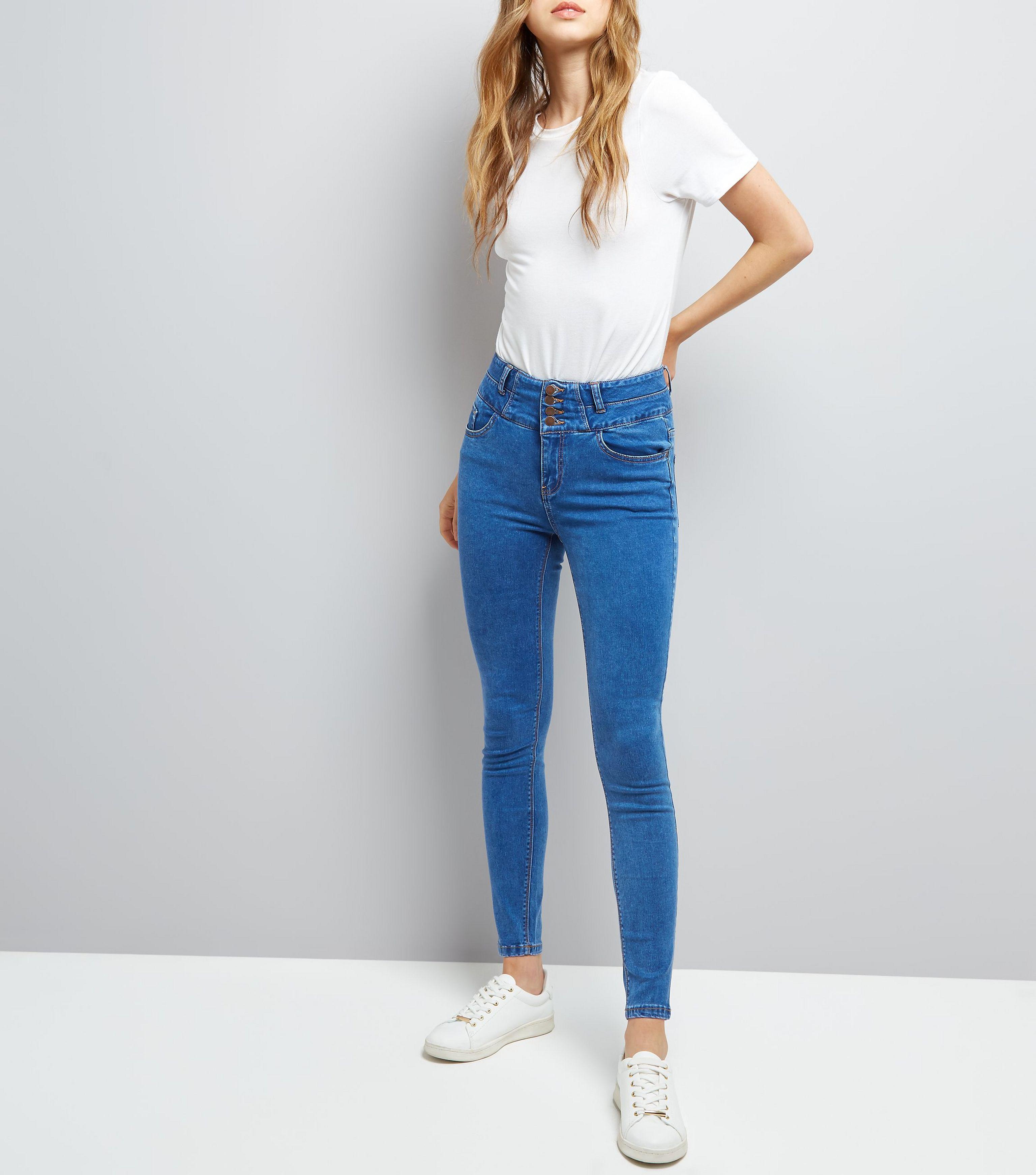 New Look Denim Blue High Waist Skinny Yazmin Jeans - Lyst