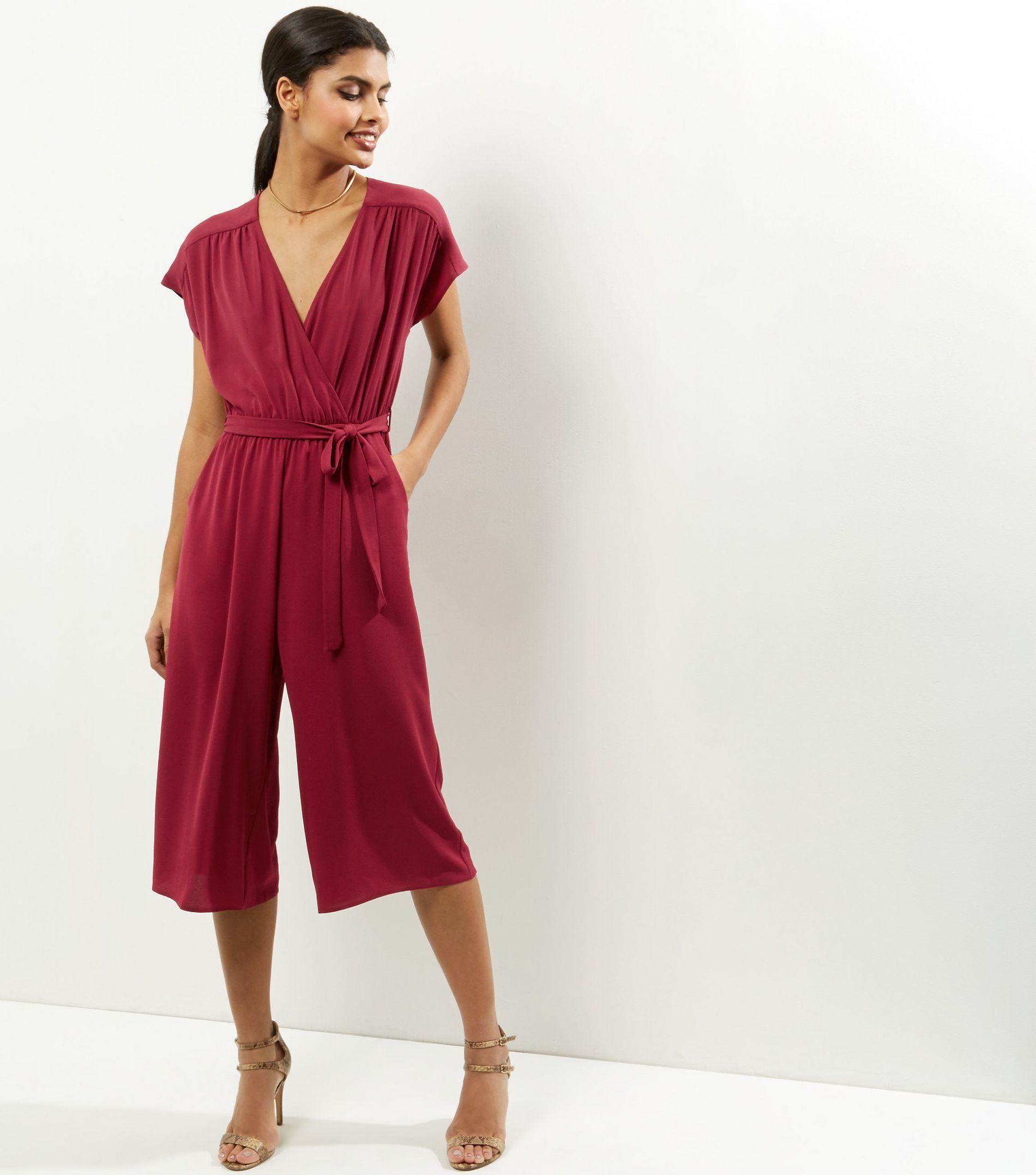 burgundy jumpsuit new look