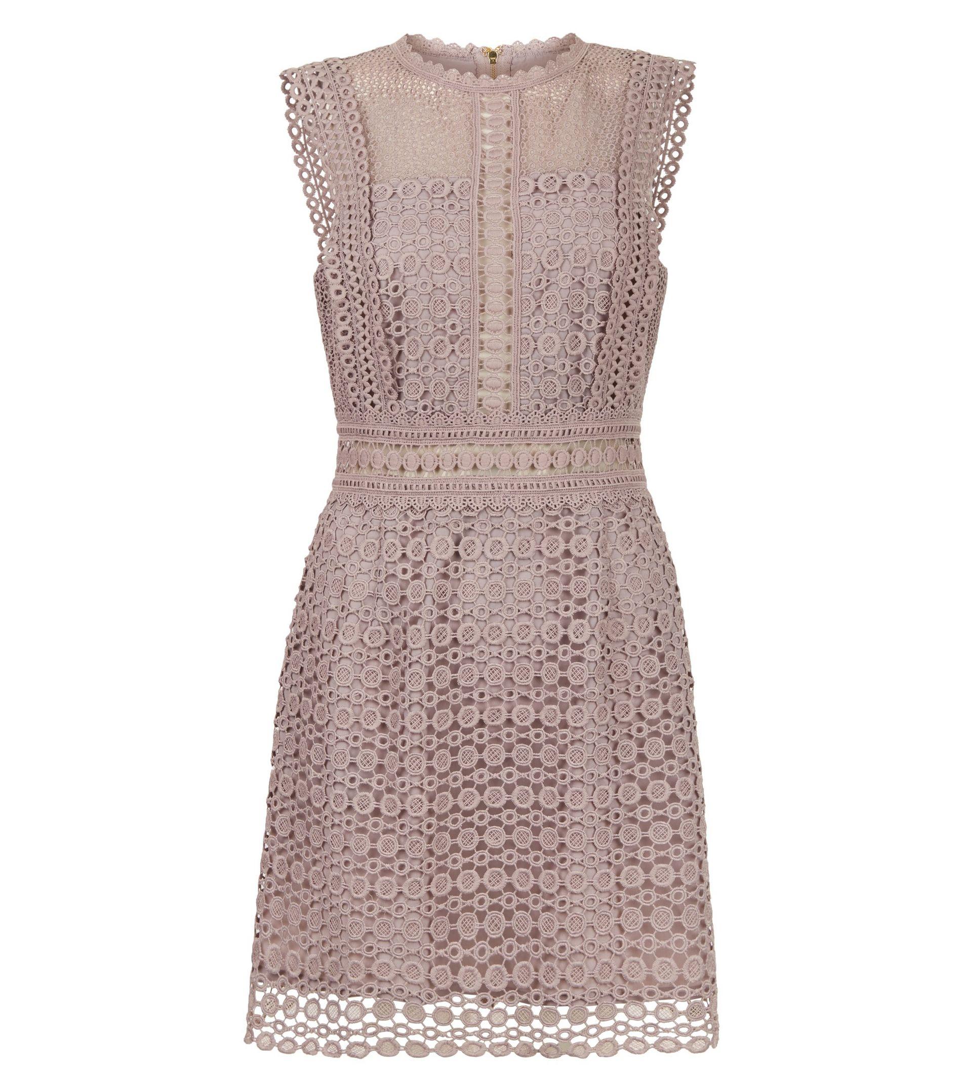 New look Mink Premium Geometric Lace Shift Dress | Lyst