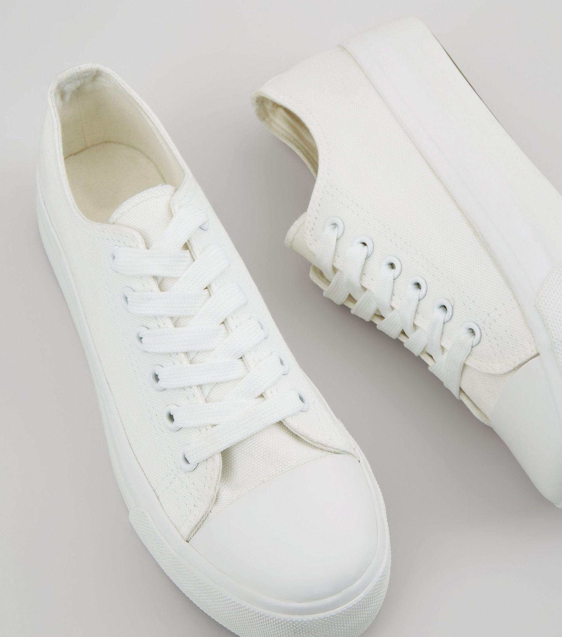 white platform trainers new look