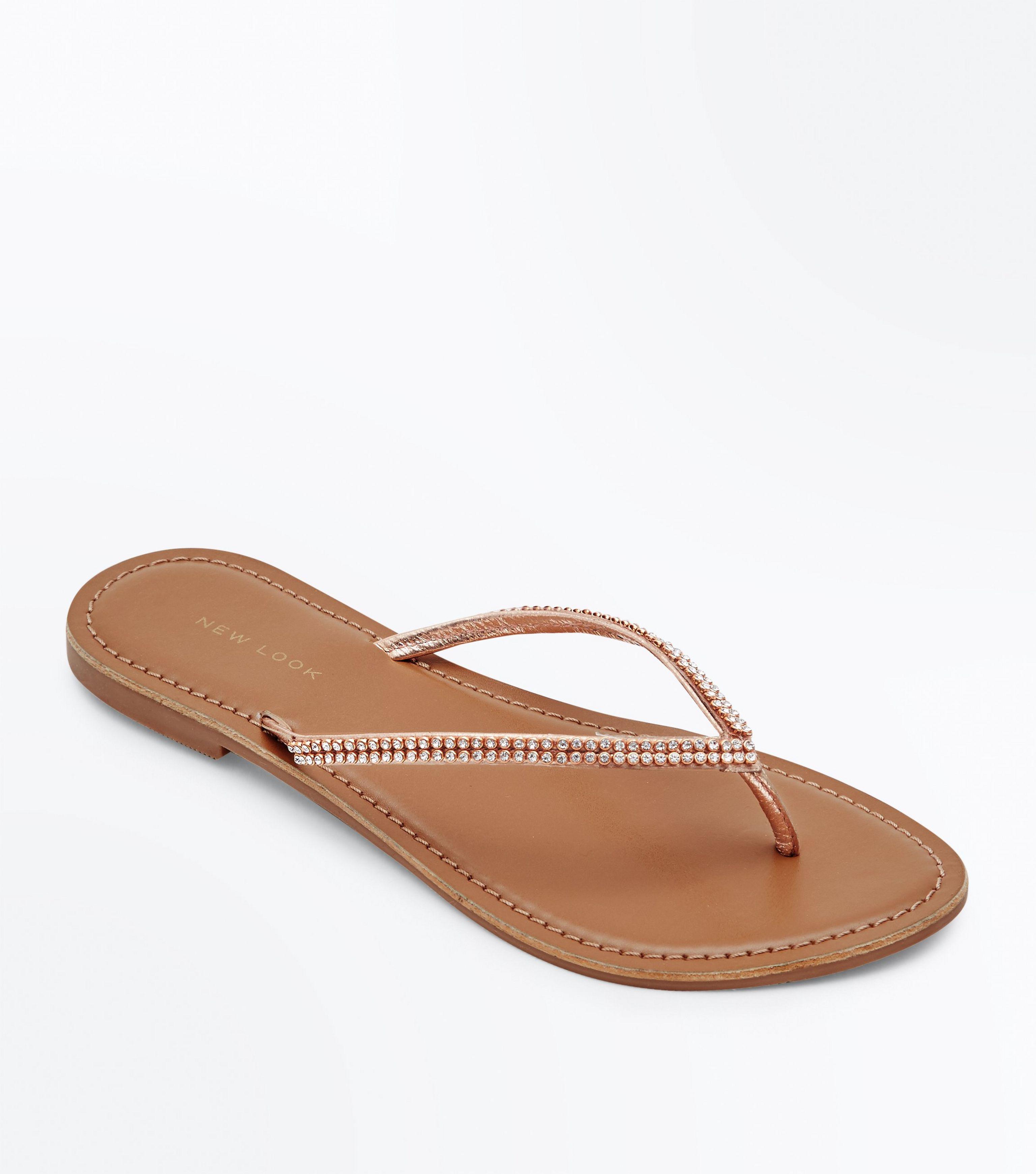new look leather flip flops