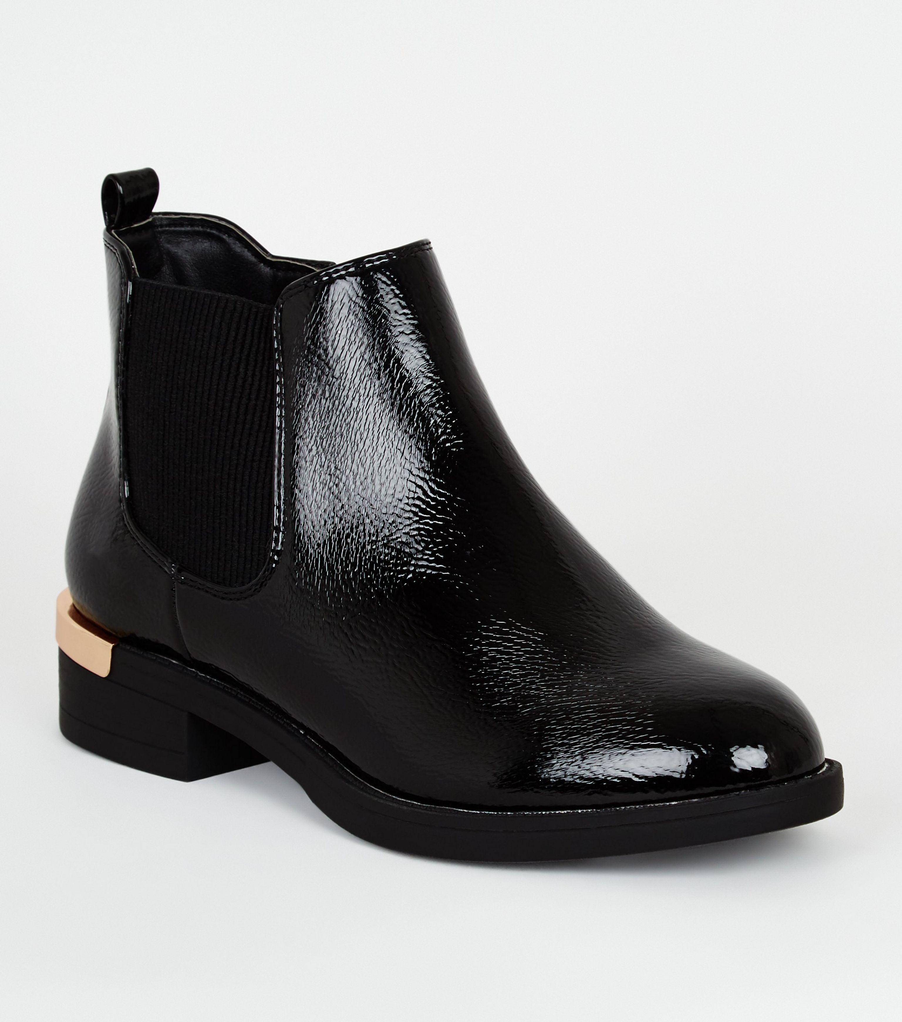 New Look Girls Black Patent Chelsea Boots Lyst