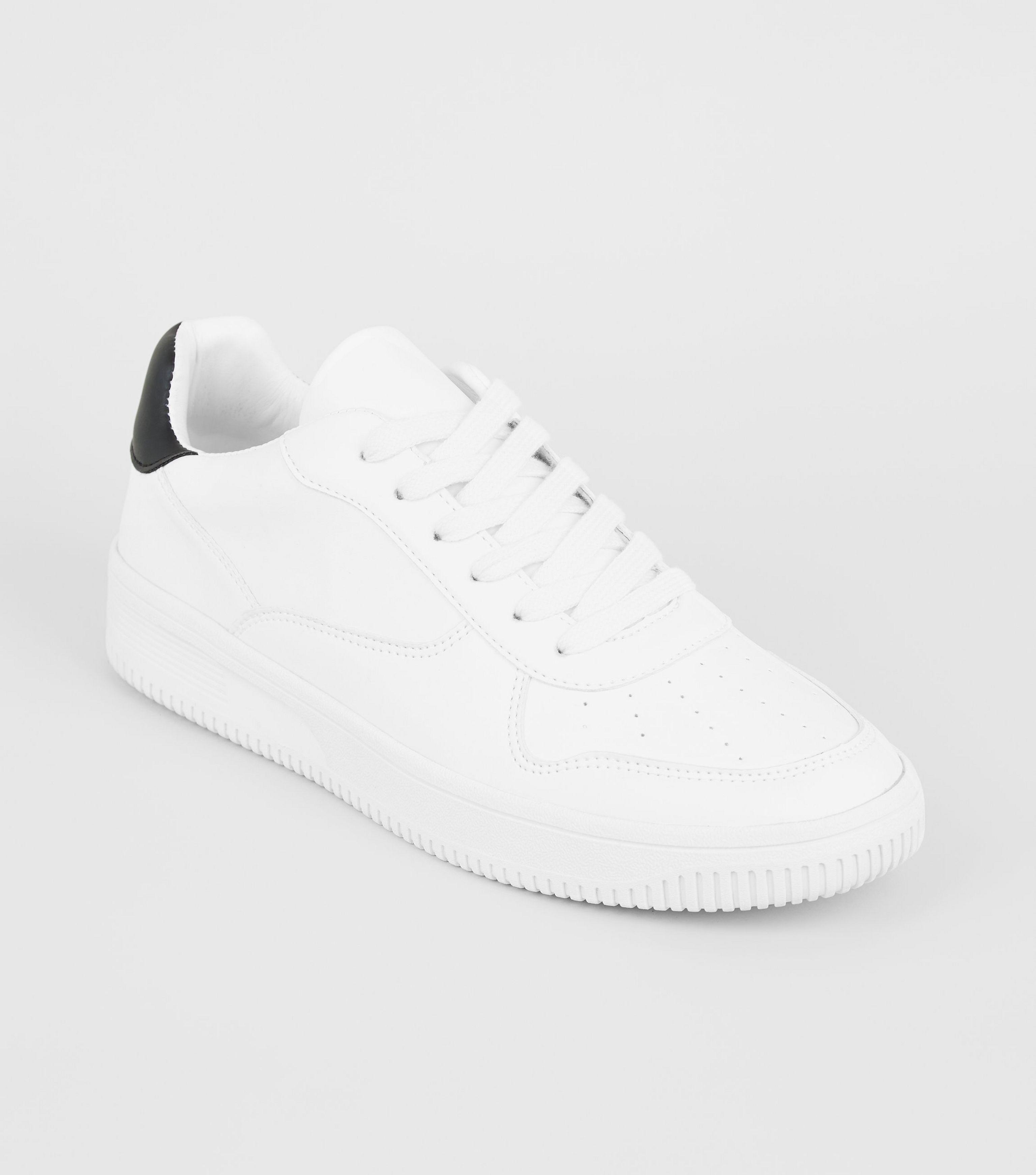 new look white leather trainers