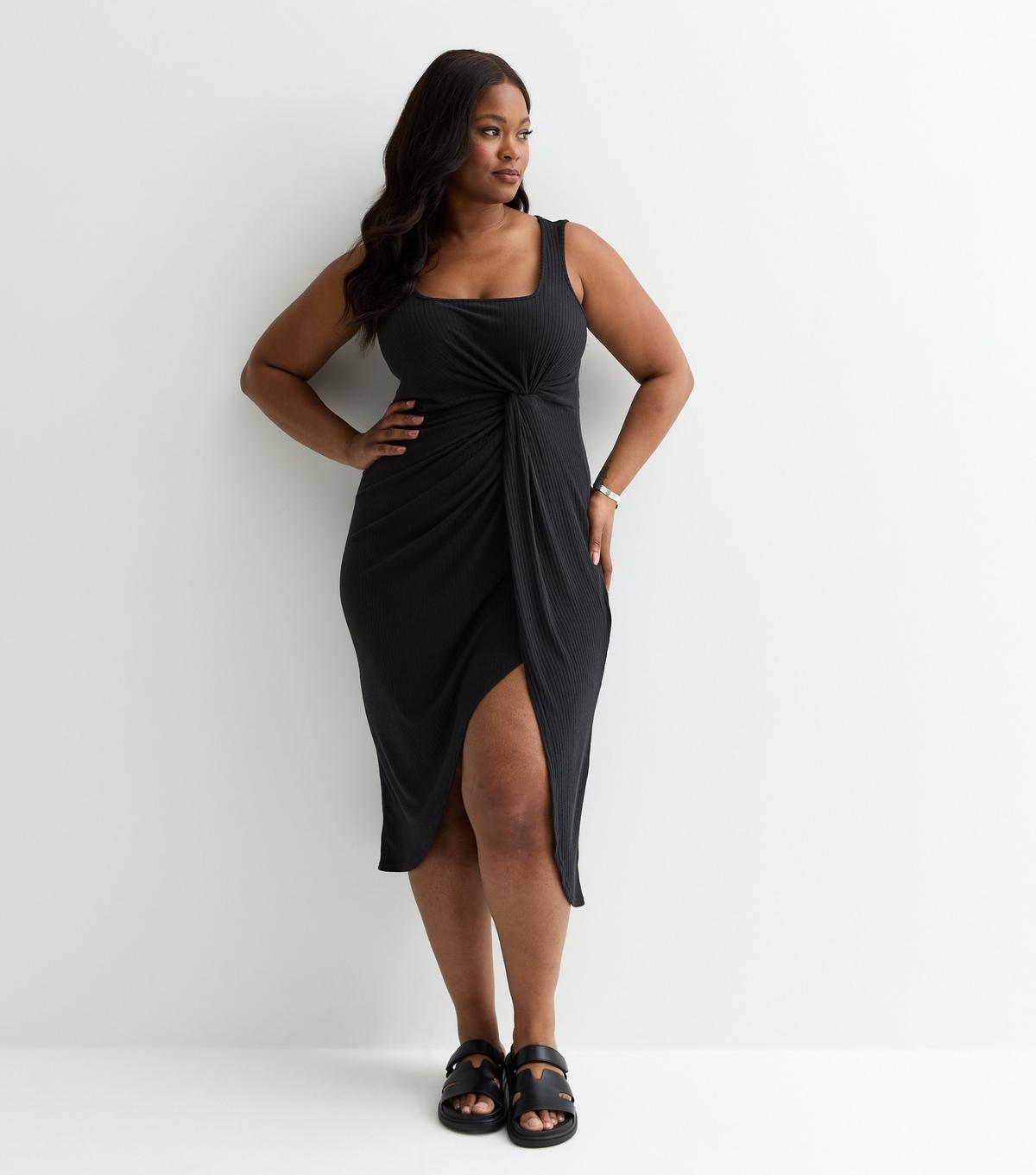 Plus size black sleeveless dress sale