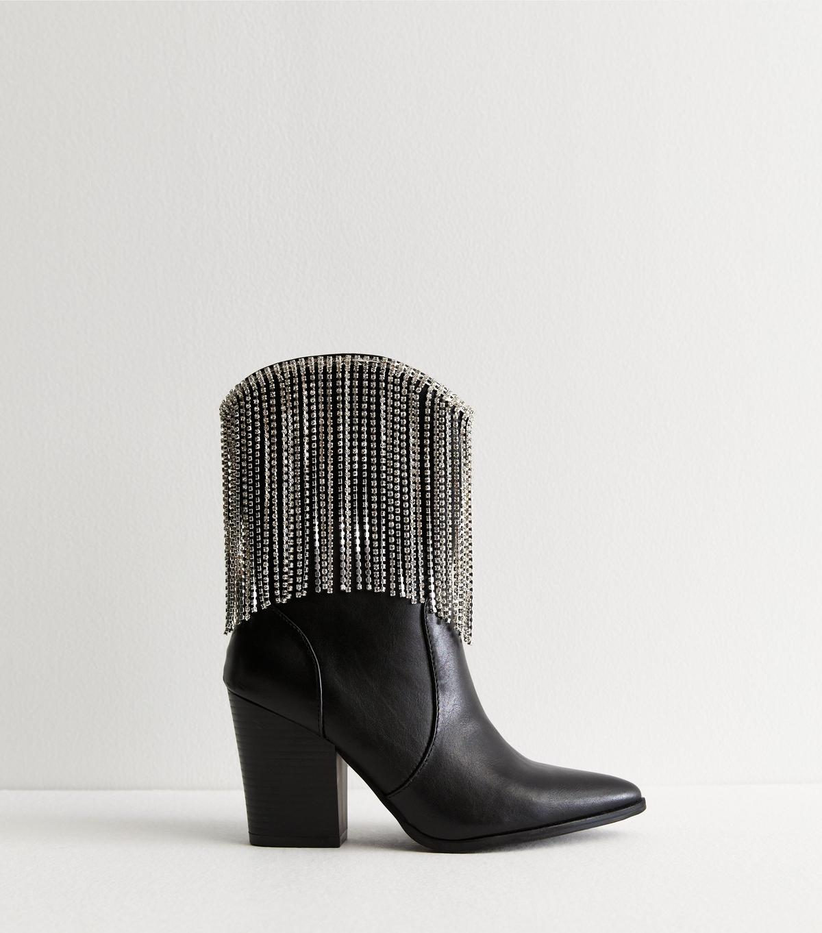 New Look Truffle Diamante Cowboy Boots Vegan in Black Lyst UK
