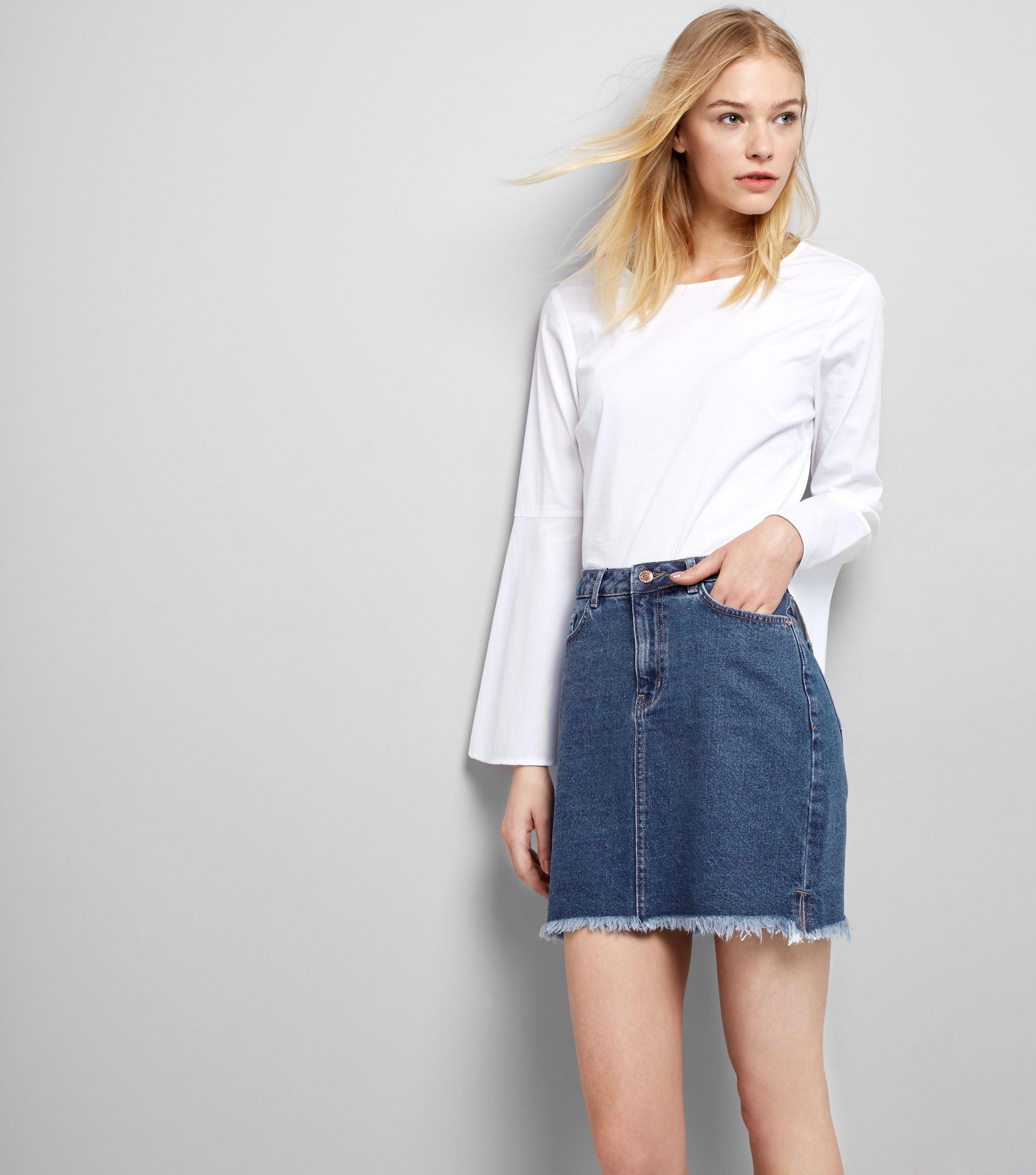 new look long denim skirt