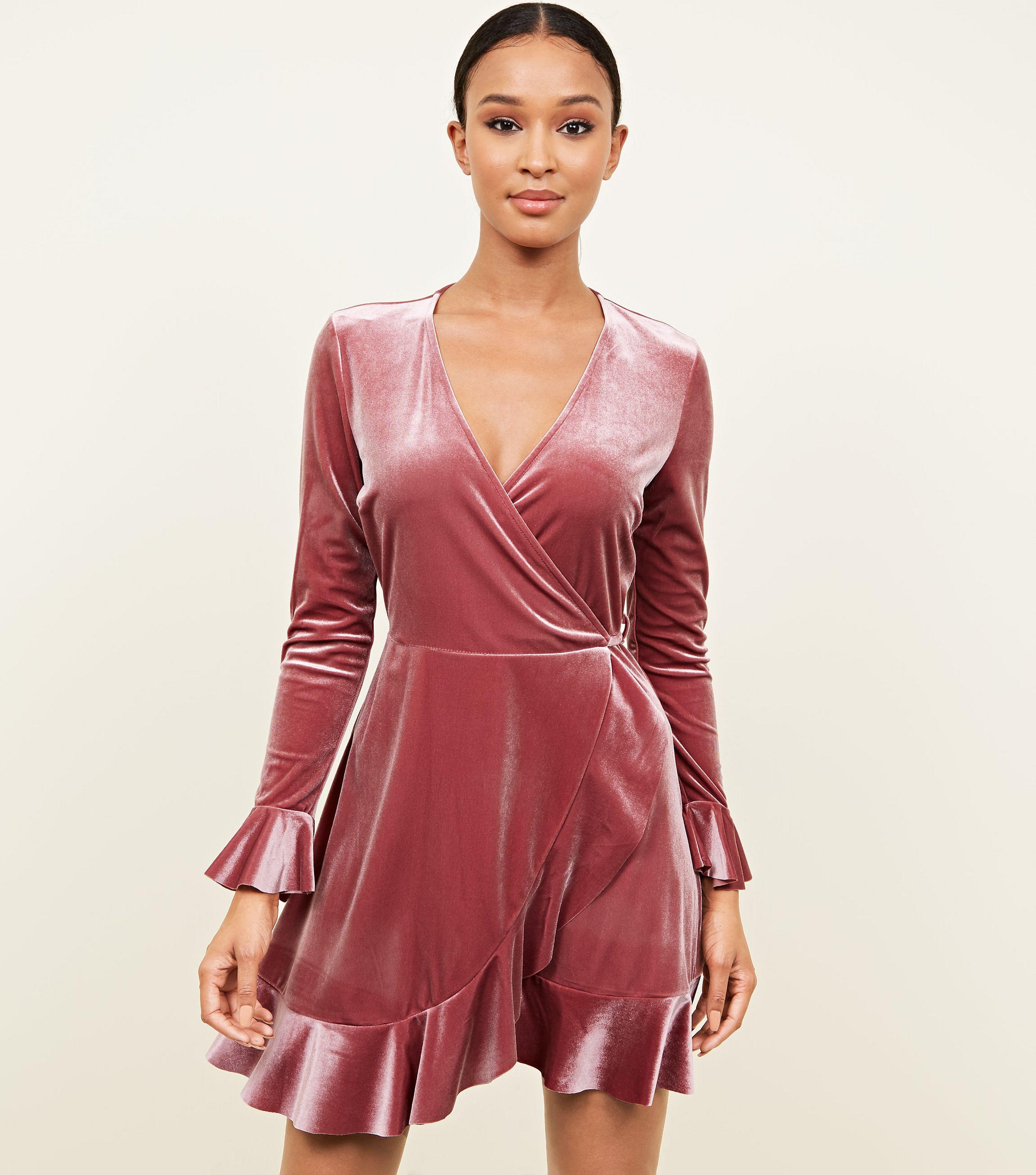 new look pink wrap dress
