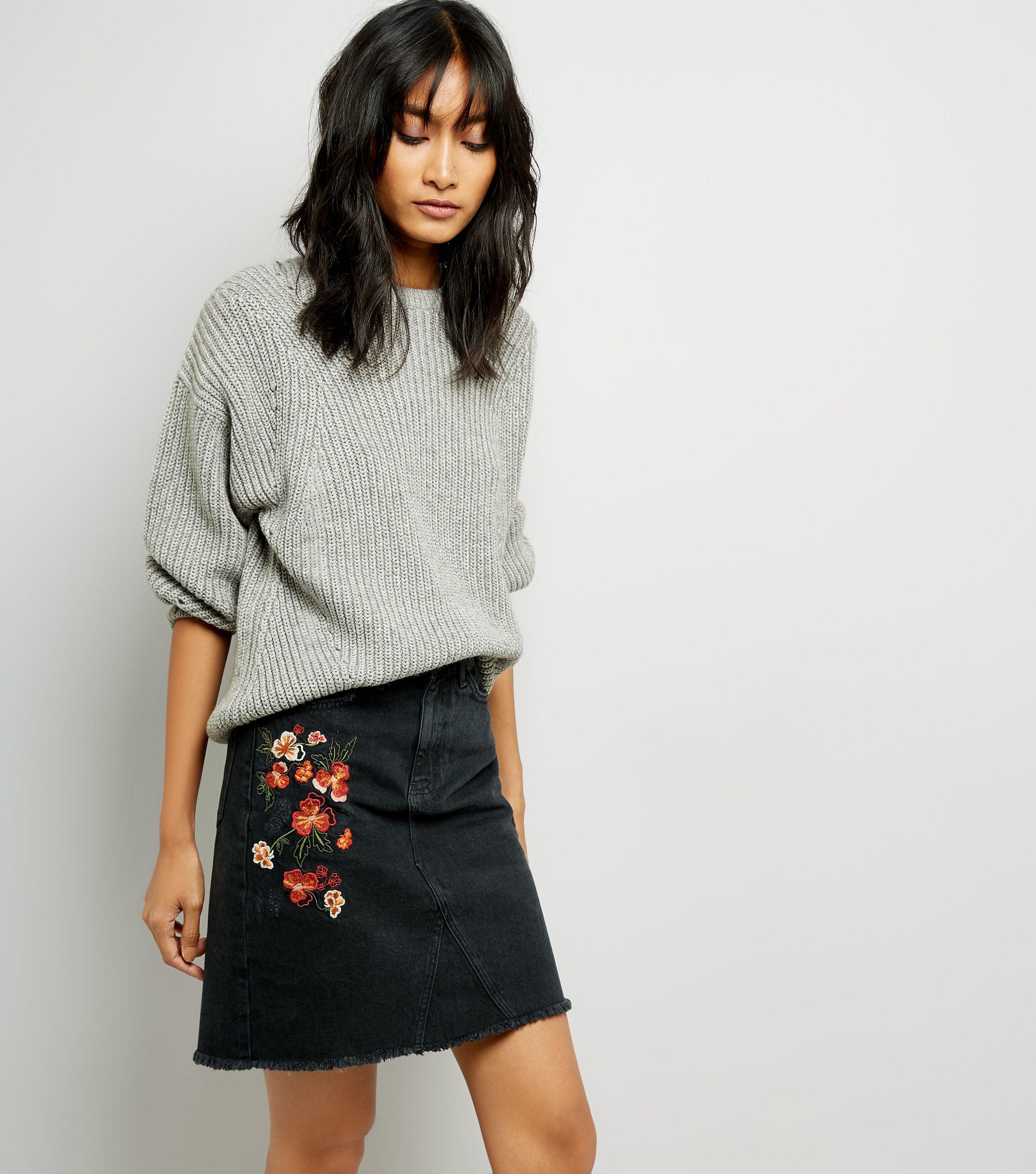 new look denim skirt black