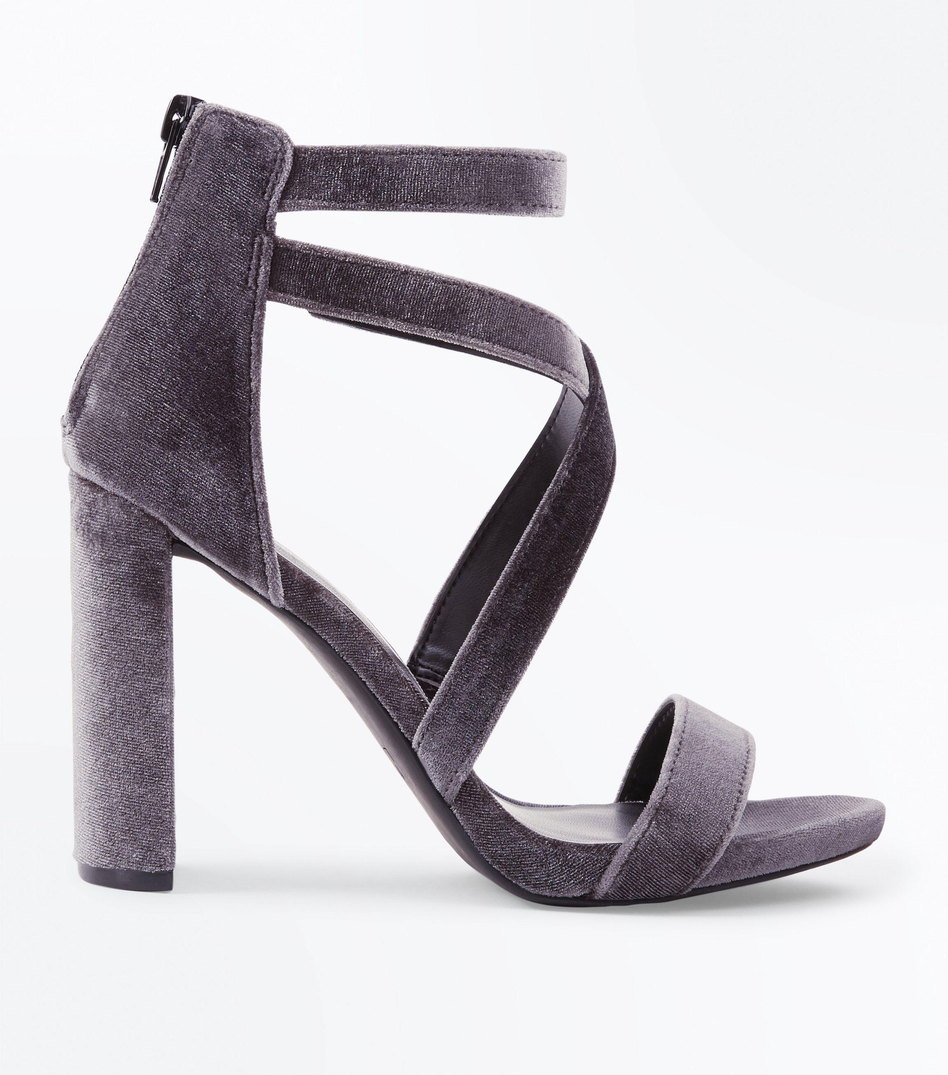 grey strappy heels