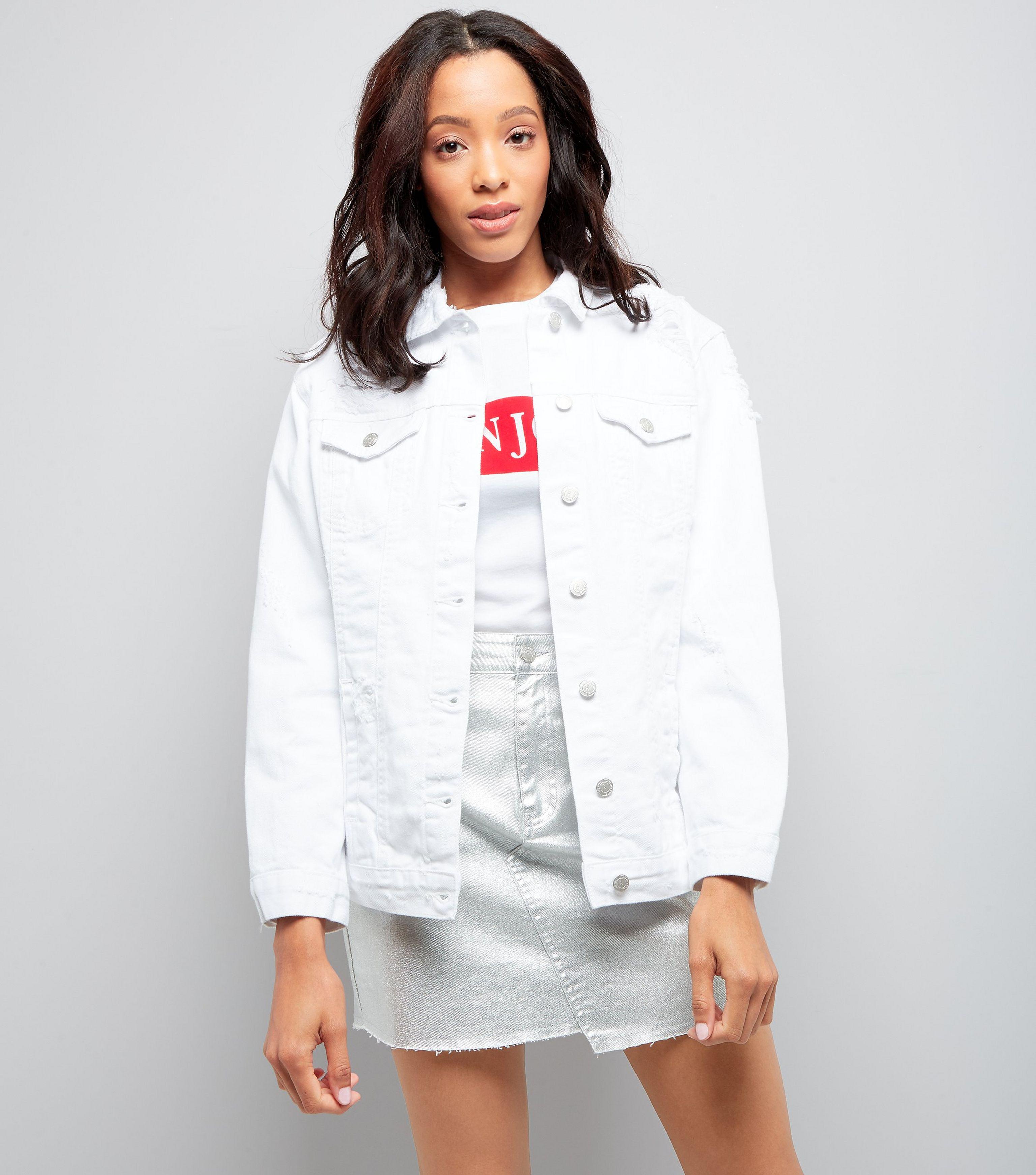 white denim jacket new look