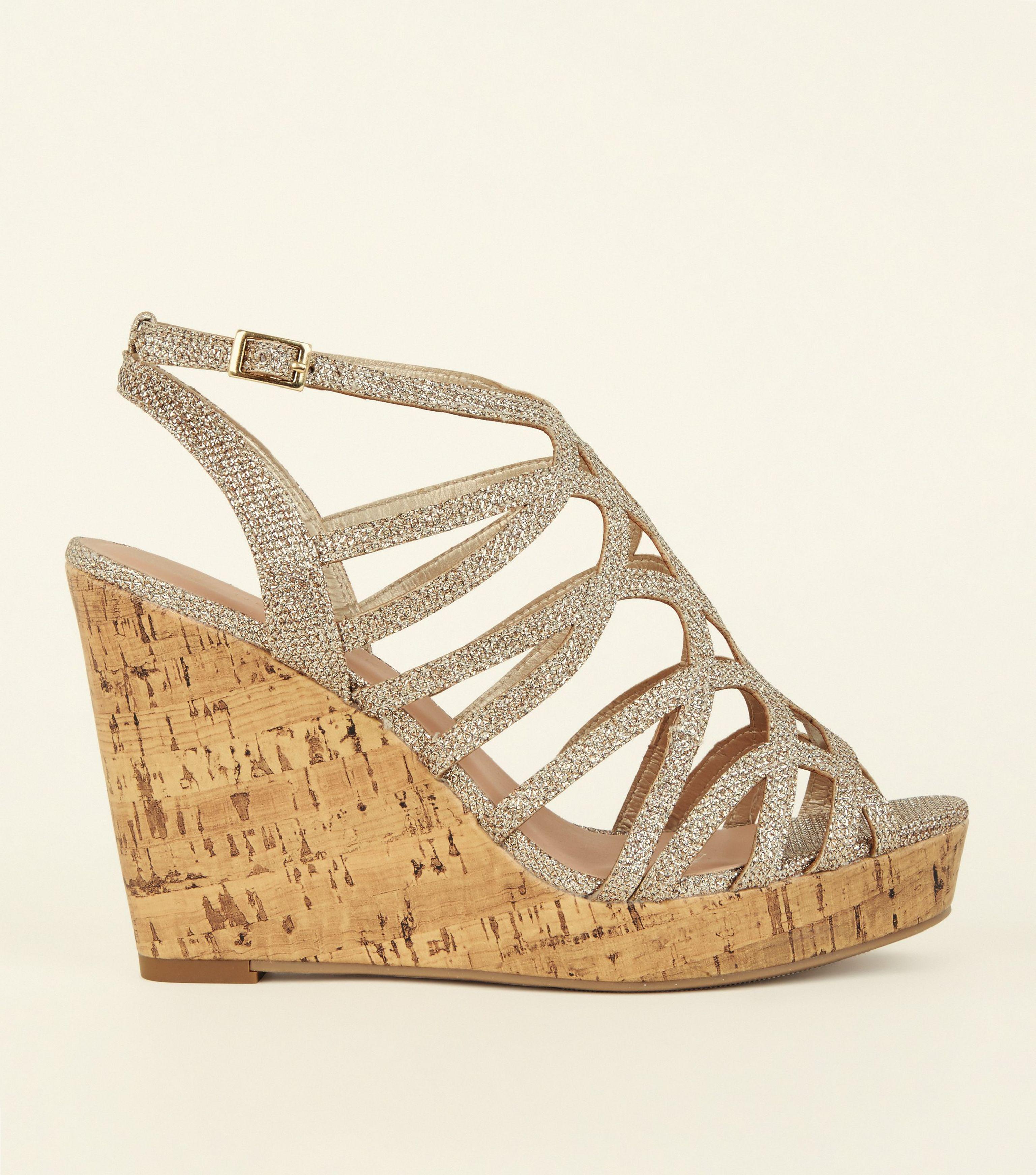 wide fit gold wedges