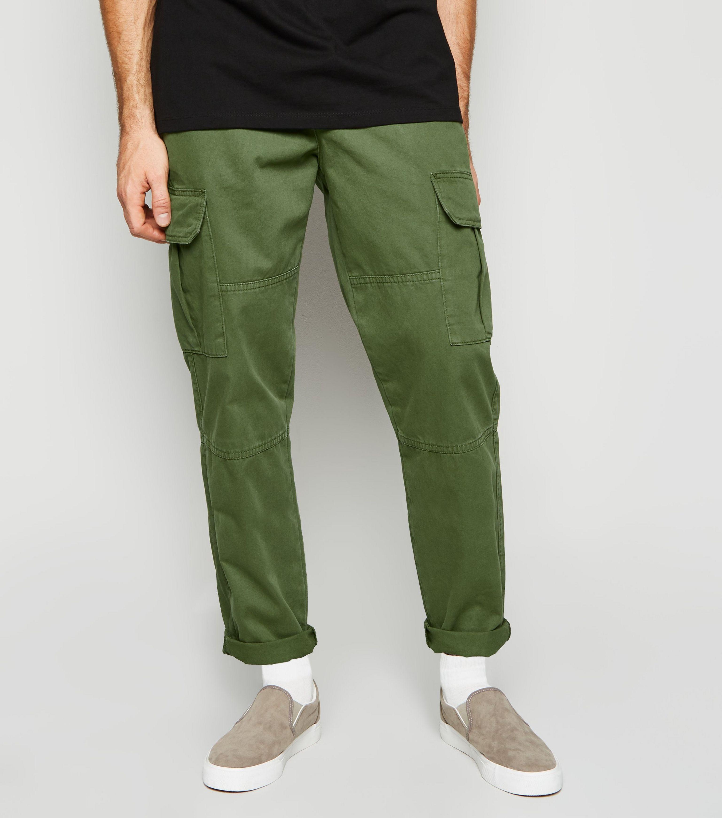New Look Cotton Khaki Slim Cargo Trousers in Green for Men - Lyst