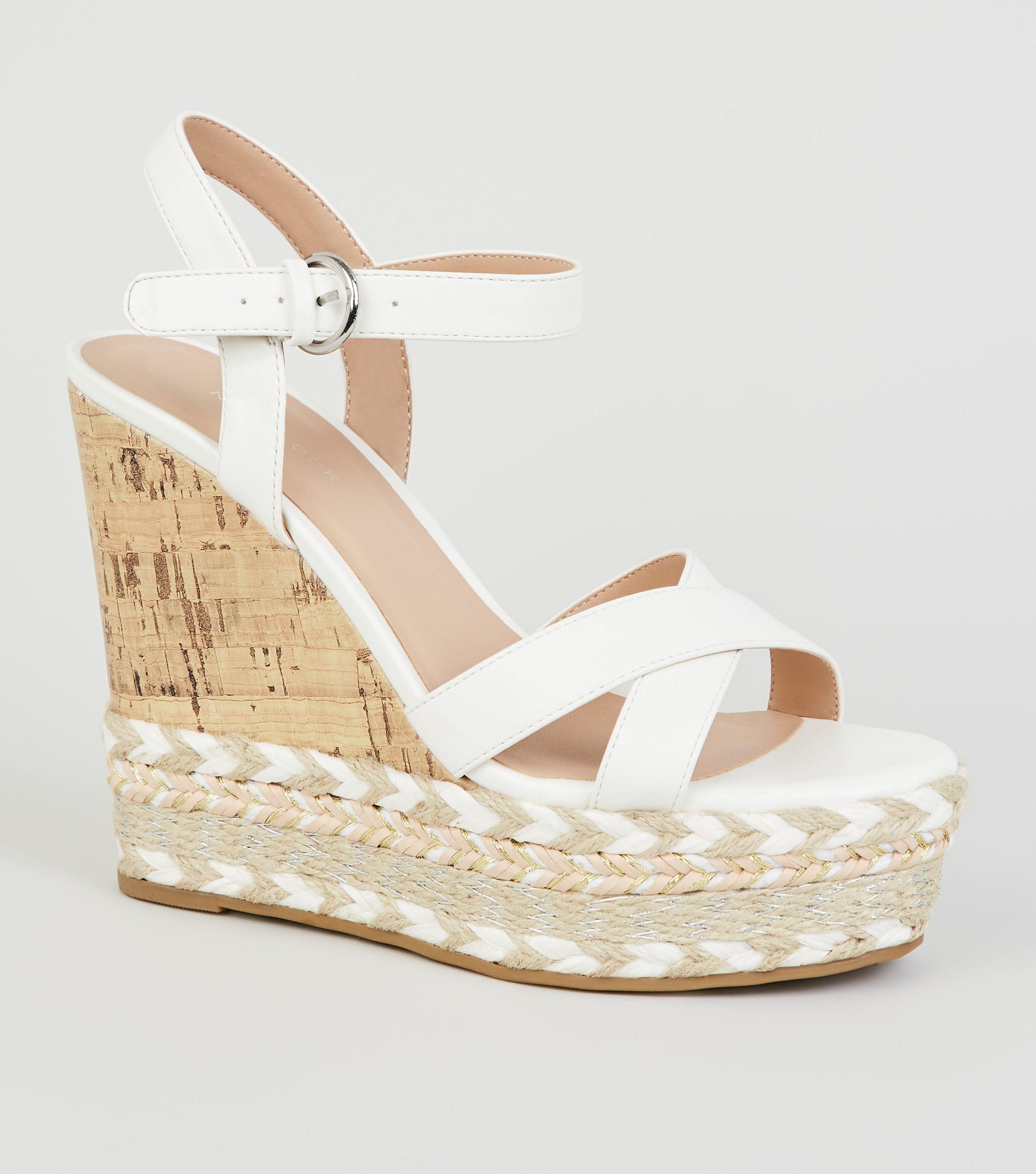 white wedge sandals new look