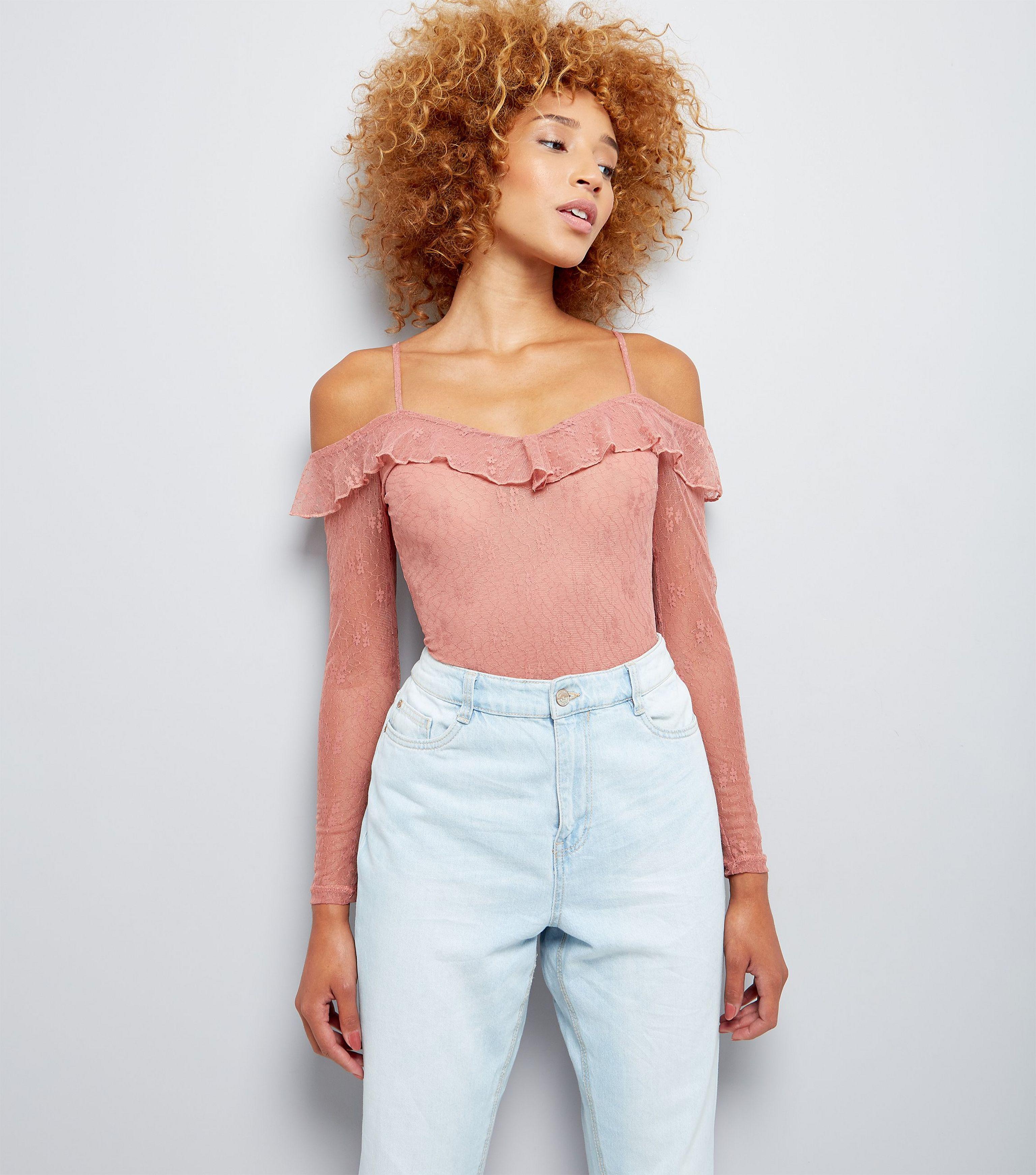 new look pink bodysuit