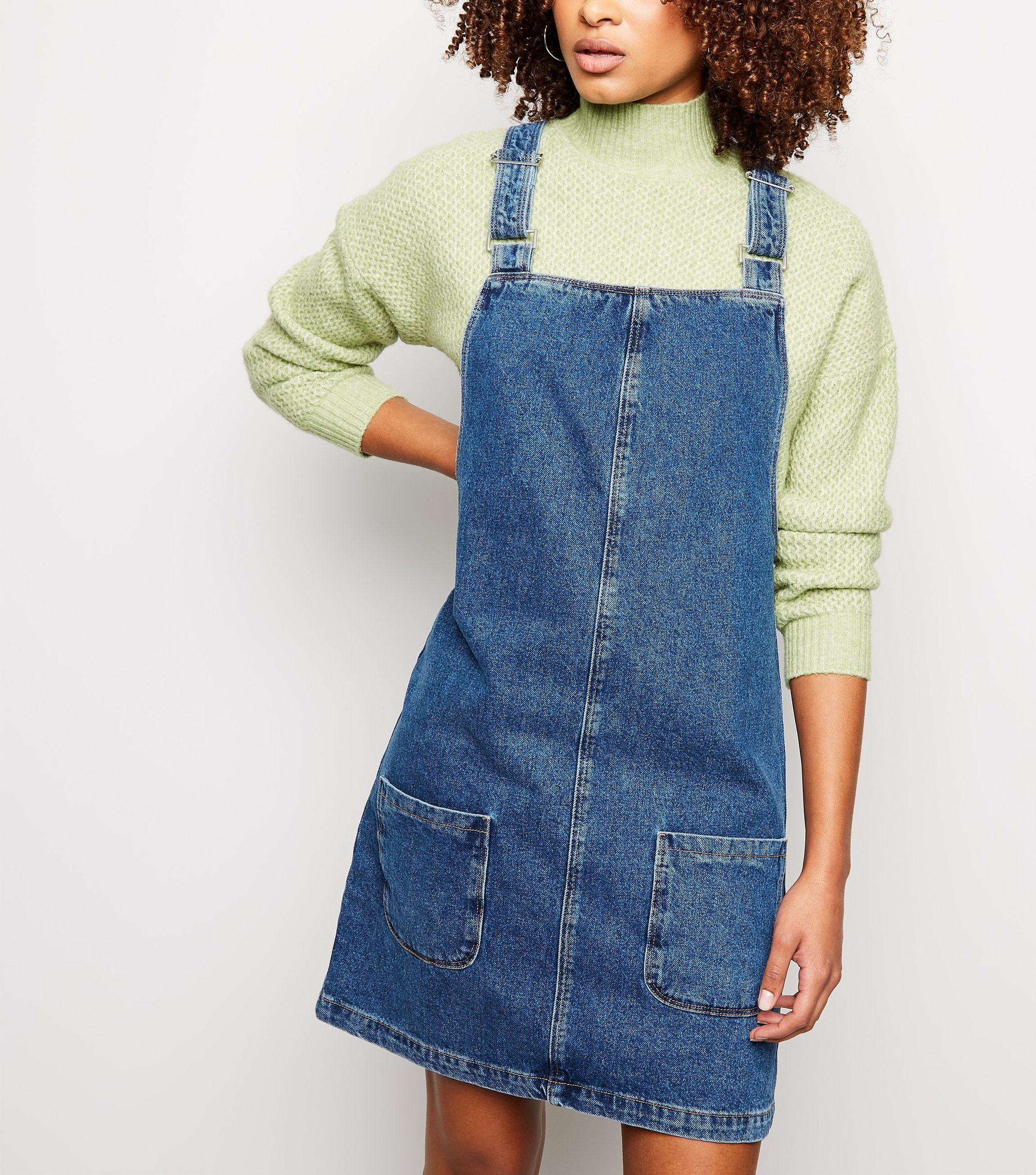 tall denim pinafore dress