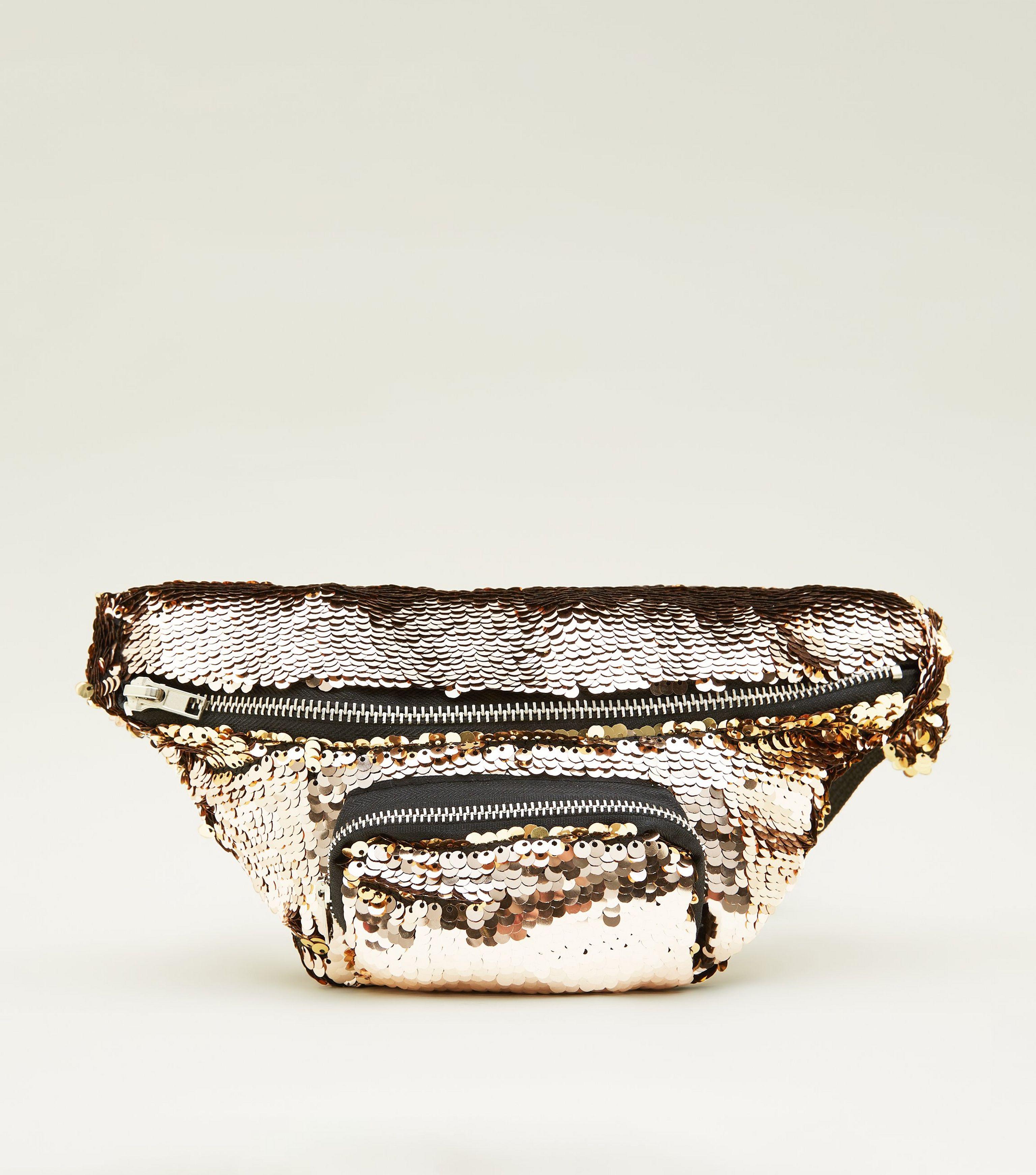 gold sequin bum bag