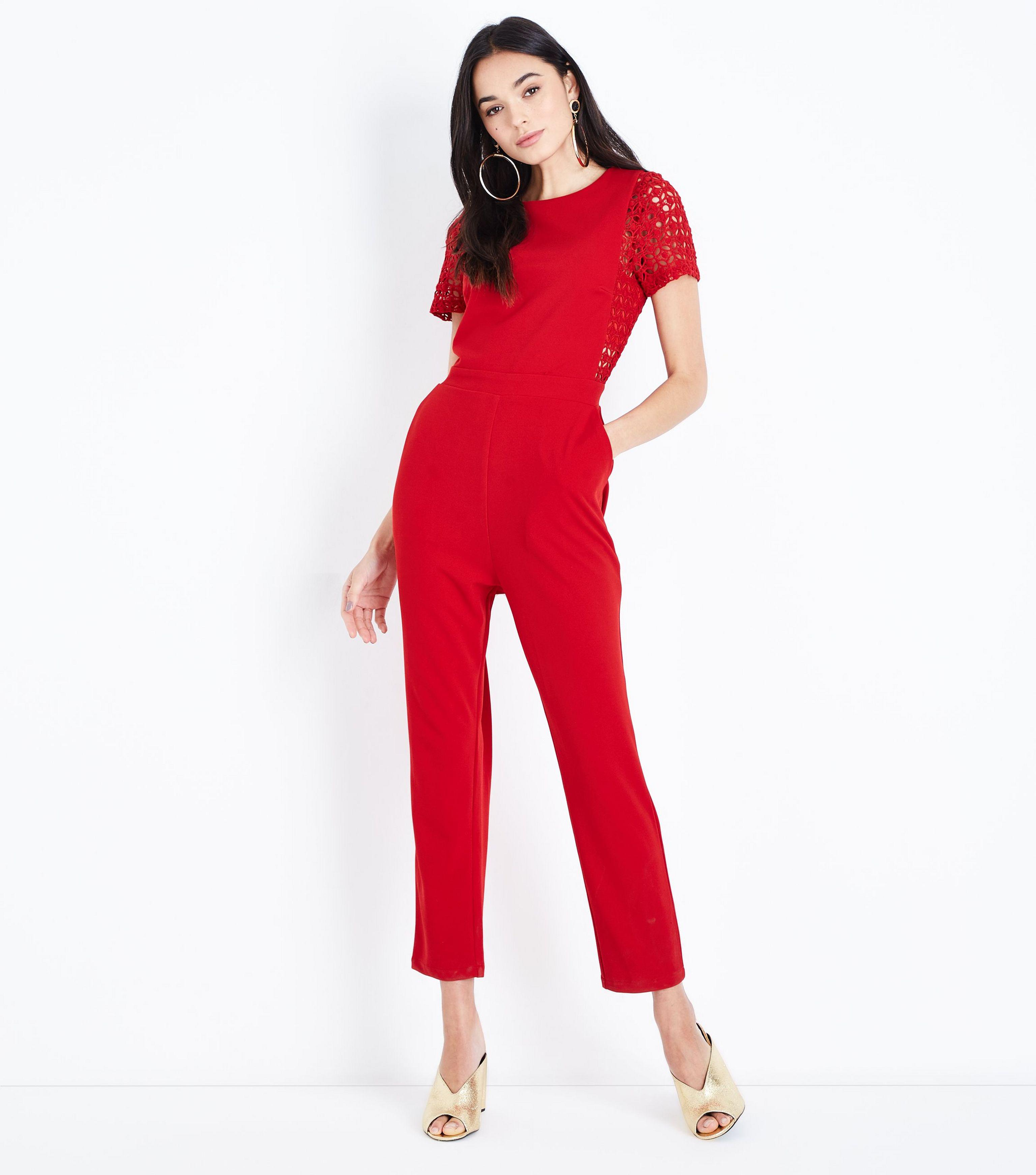 new look jumpsuit red