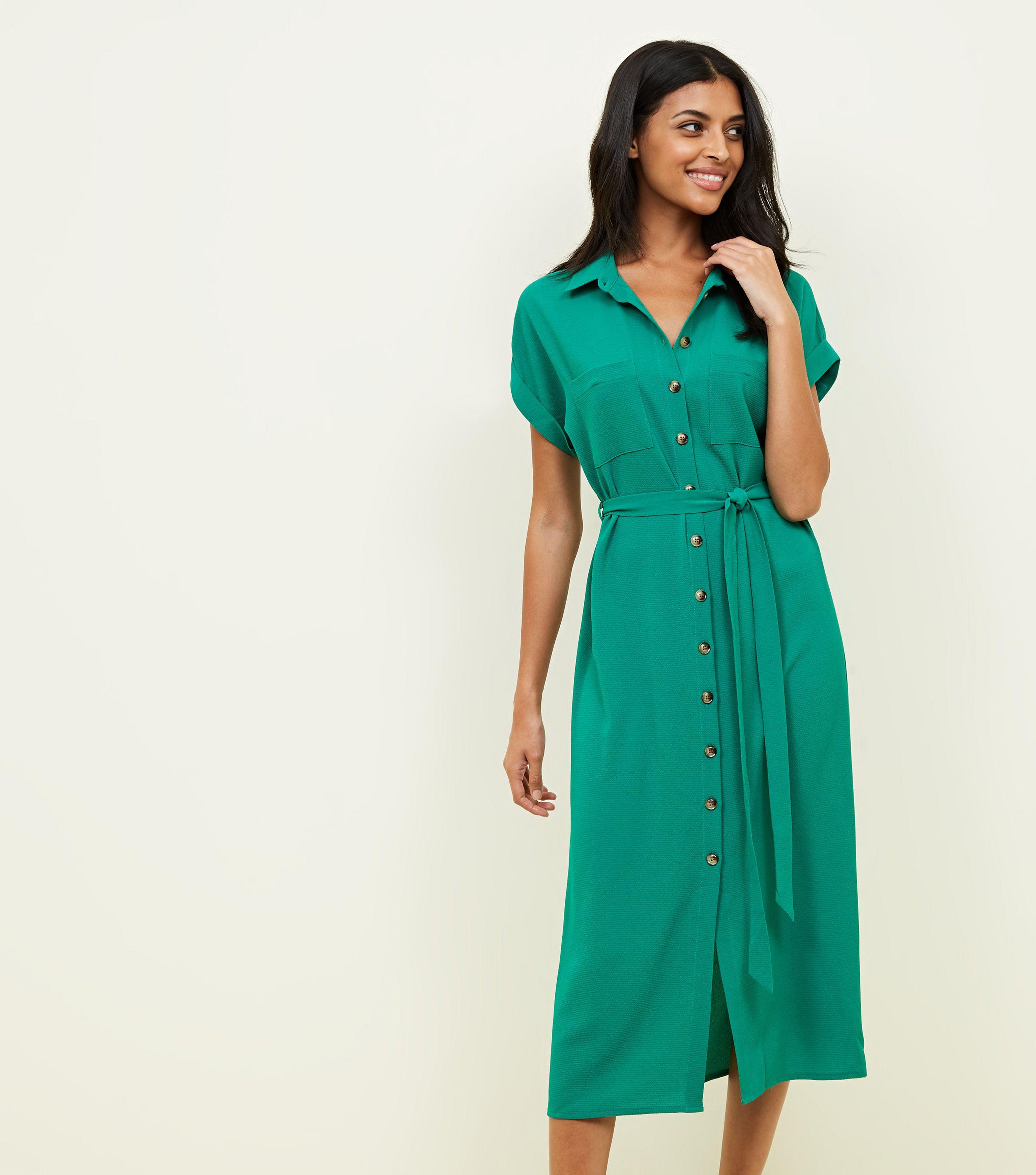 new look green shirt dress