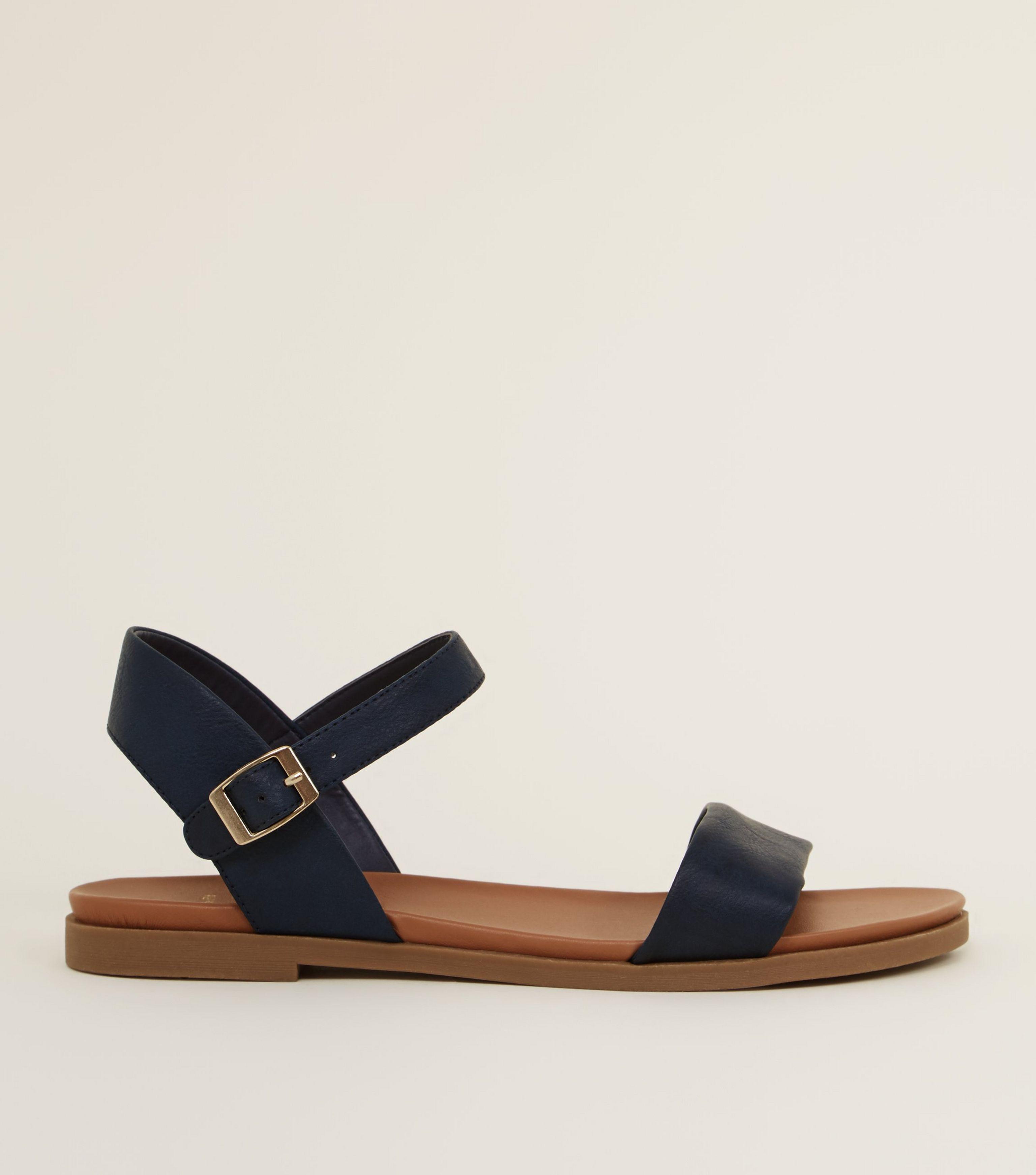 navy blue sandals new look