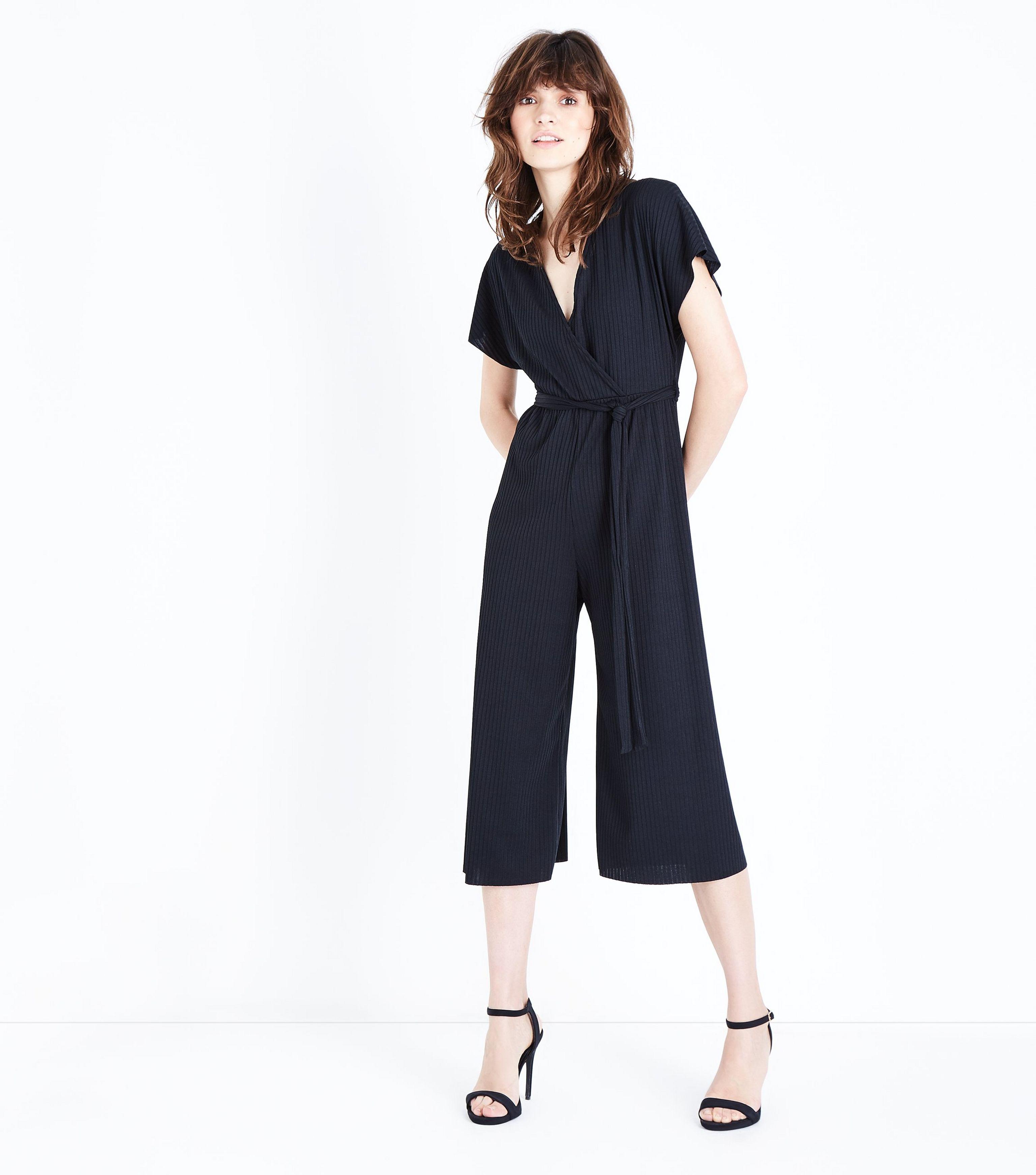 black culotte jumpsuit new look
