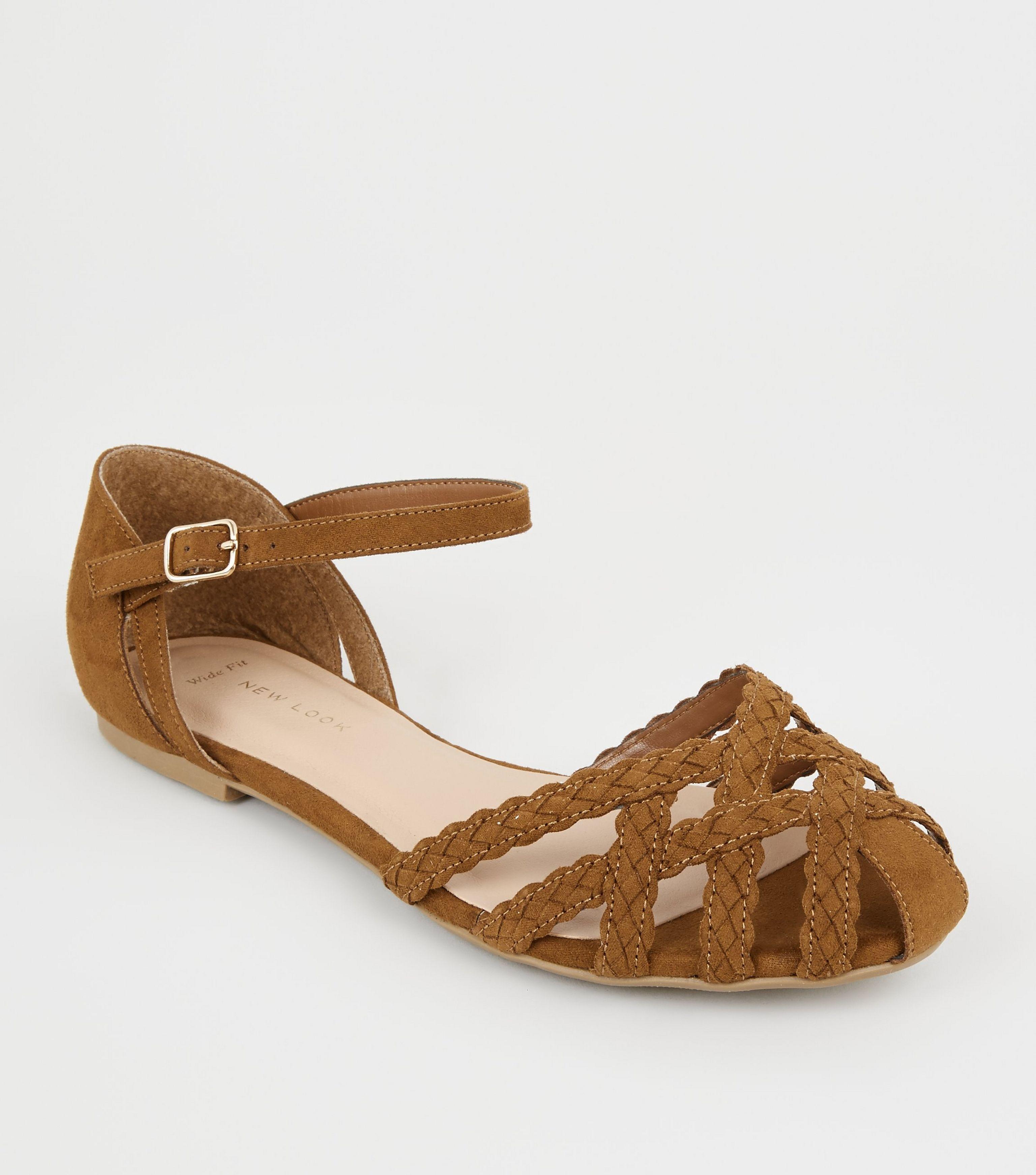 wide fit tan sandals