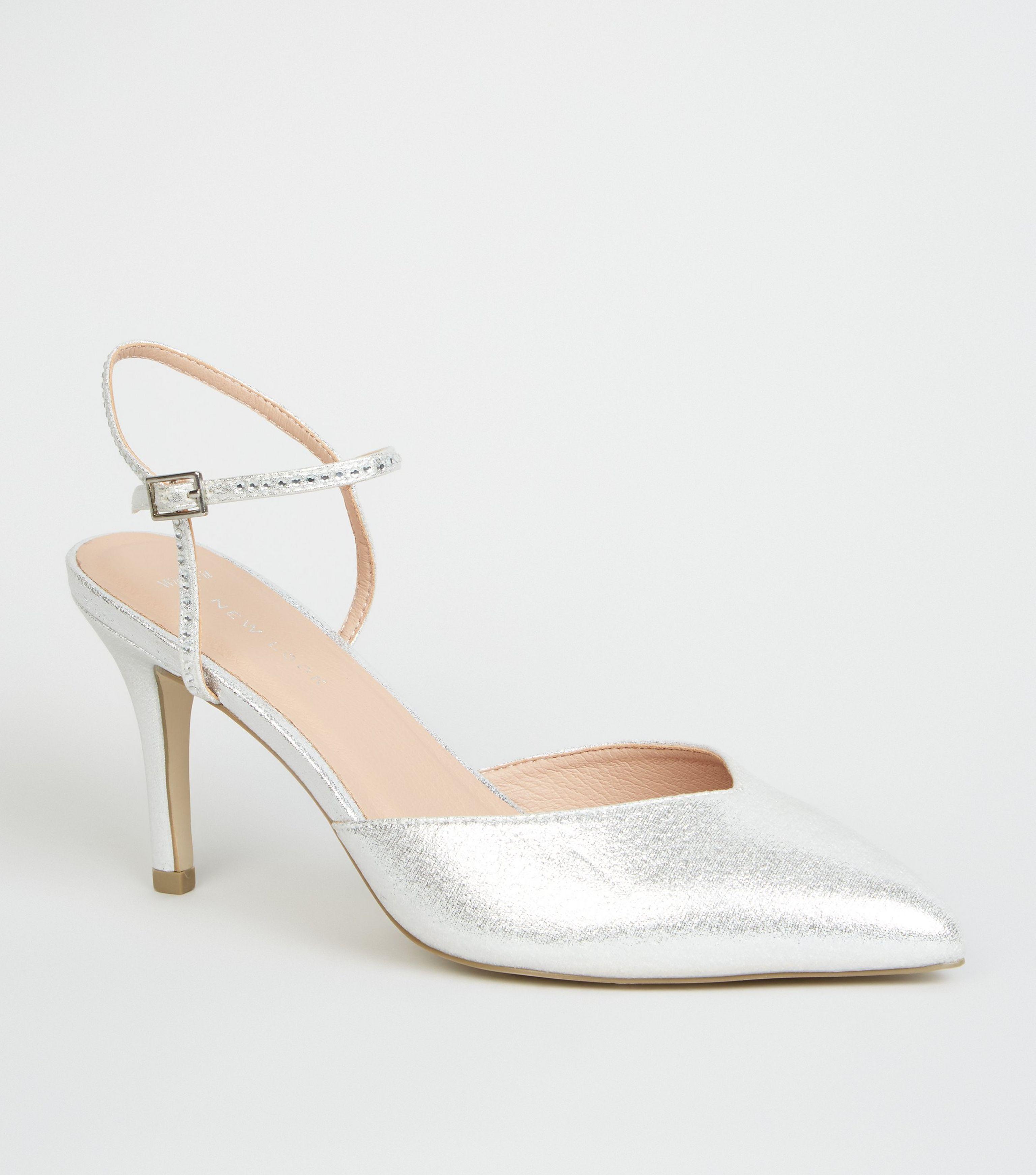 wide fit silver glitter shoes