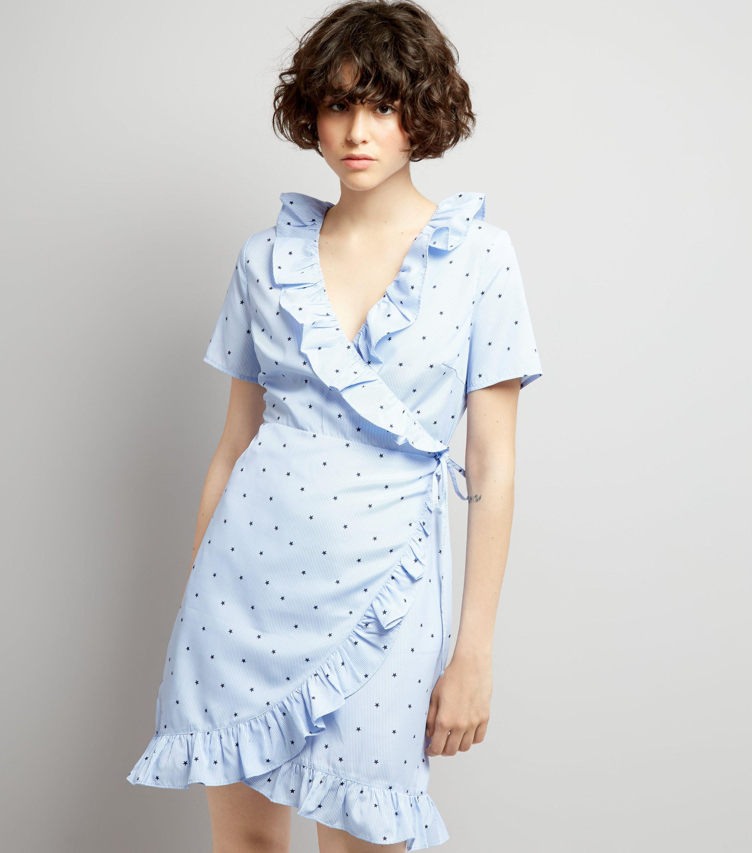 new look blue wrap dress