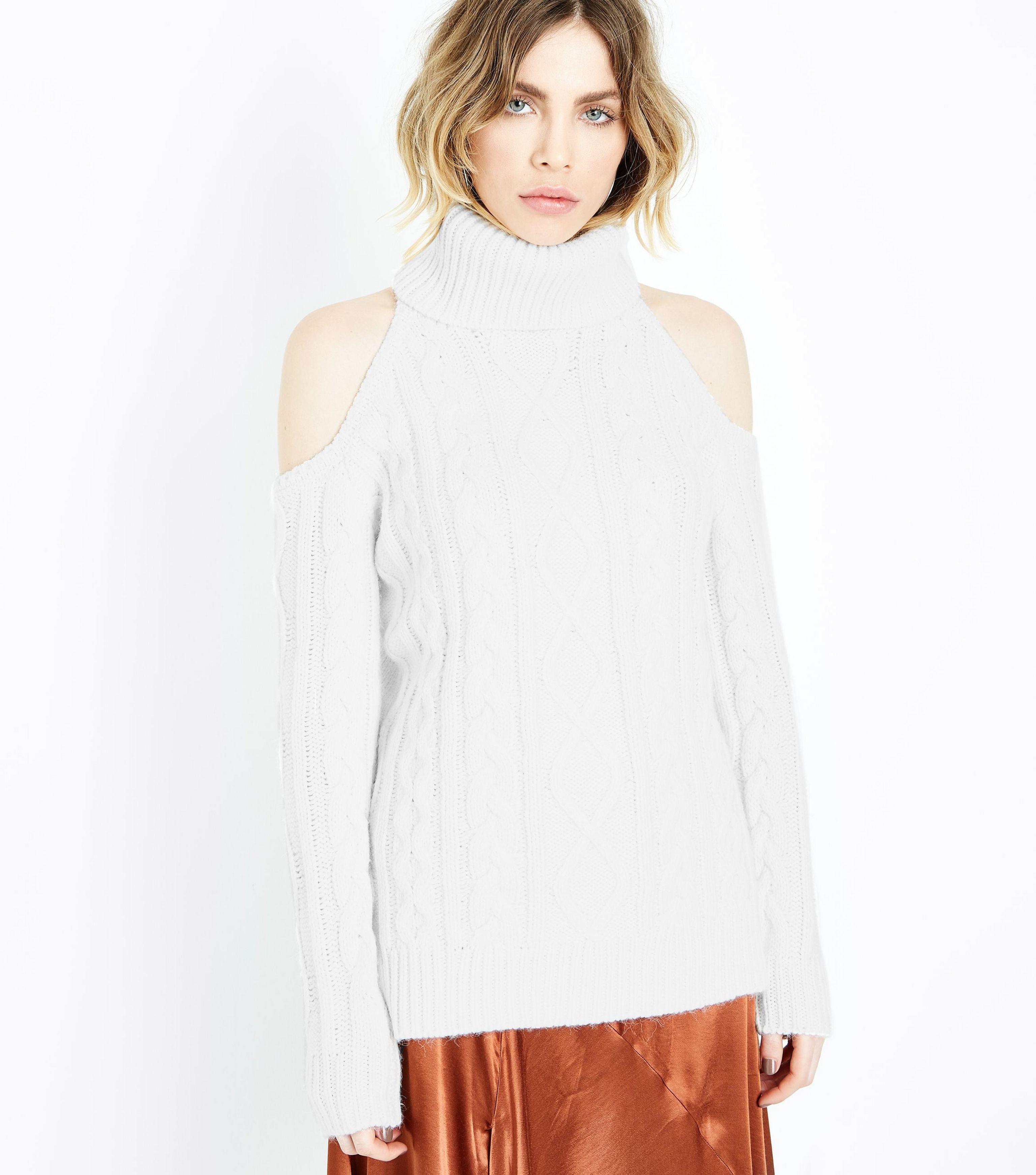 cream cold shoulder jumper