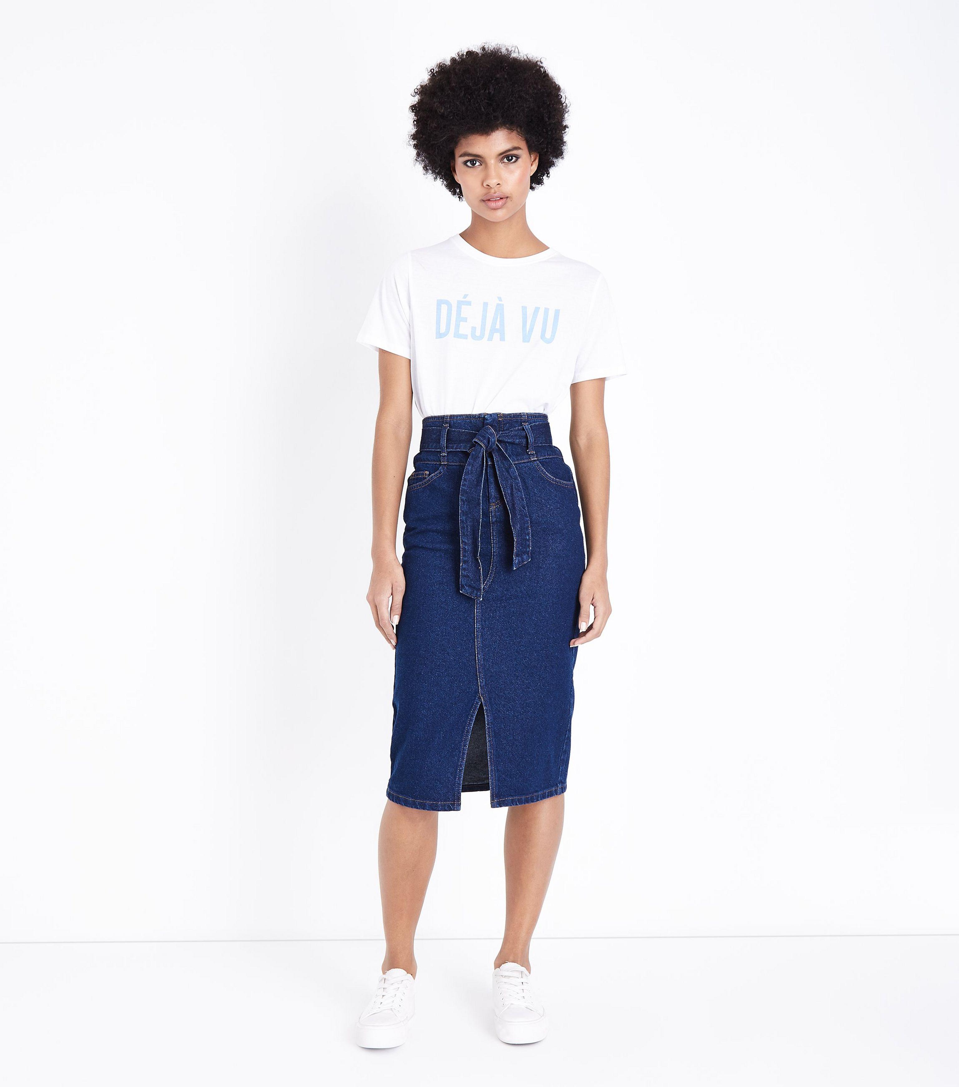 new look denim midi skirt