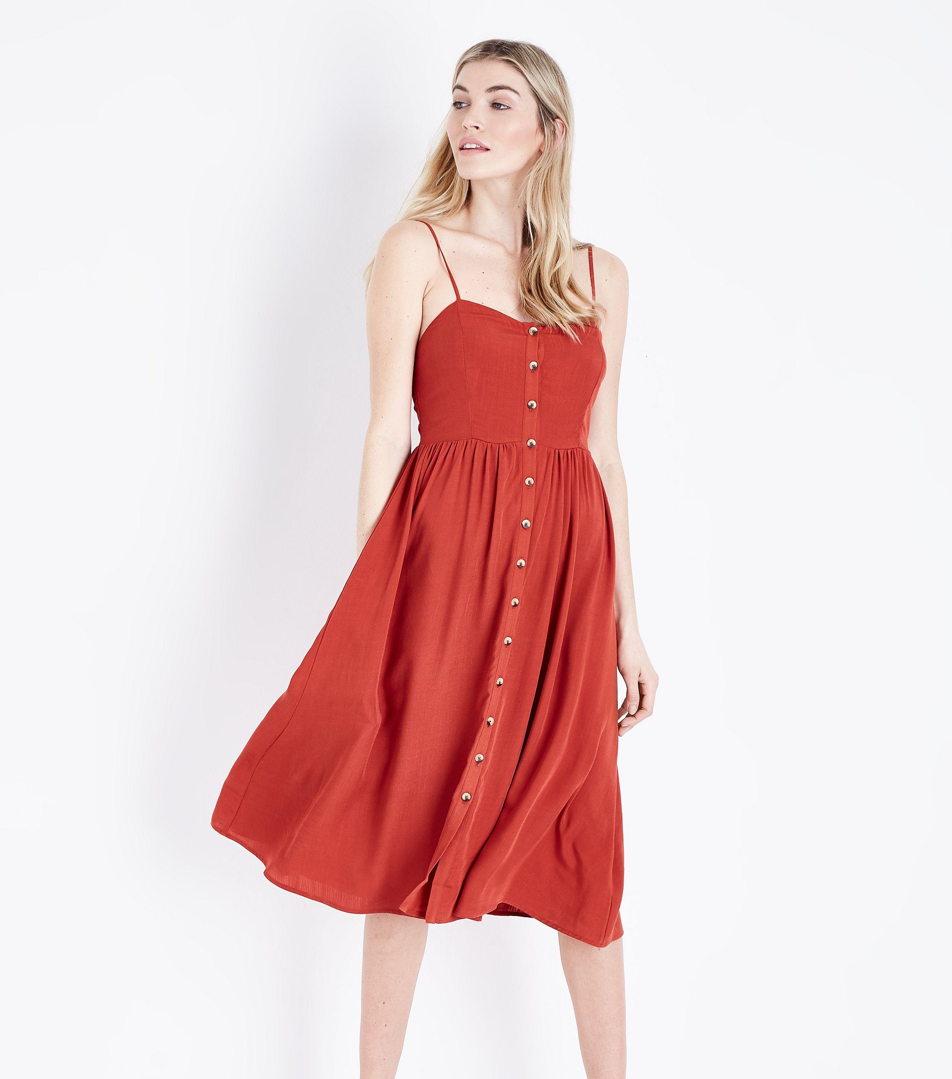 new look button front midi dress