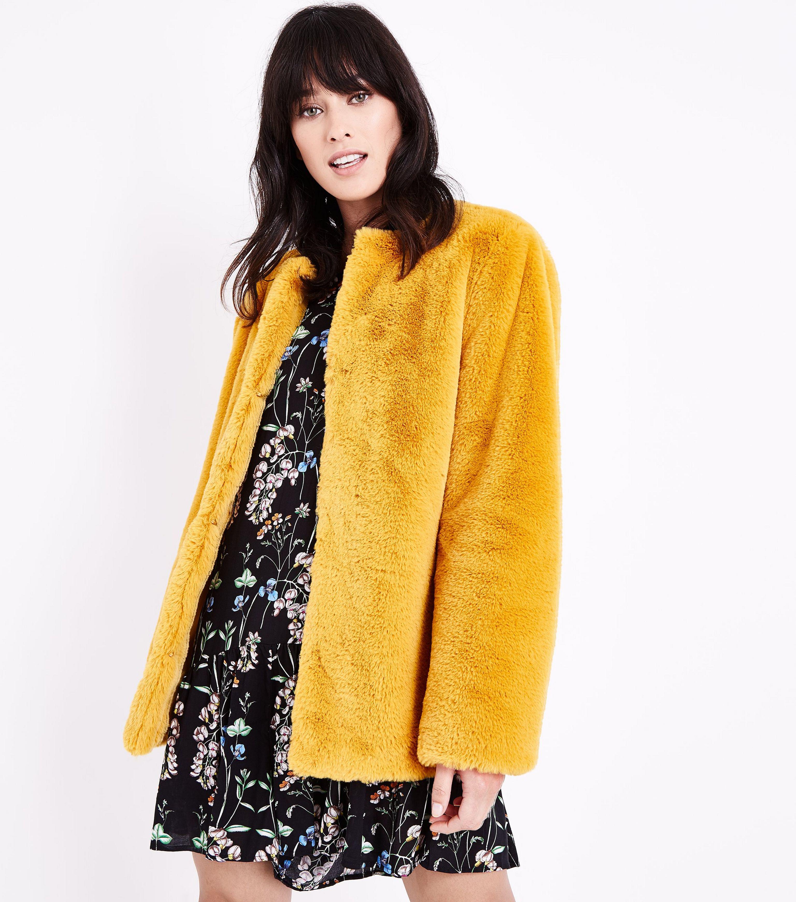 mustard fluffy jacket