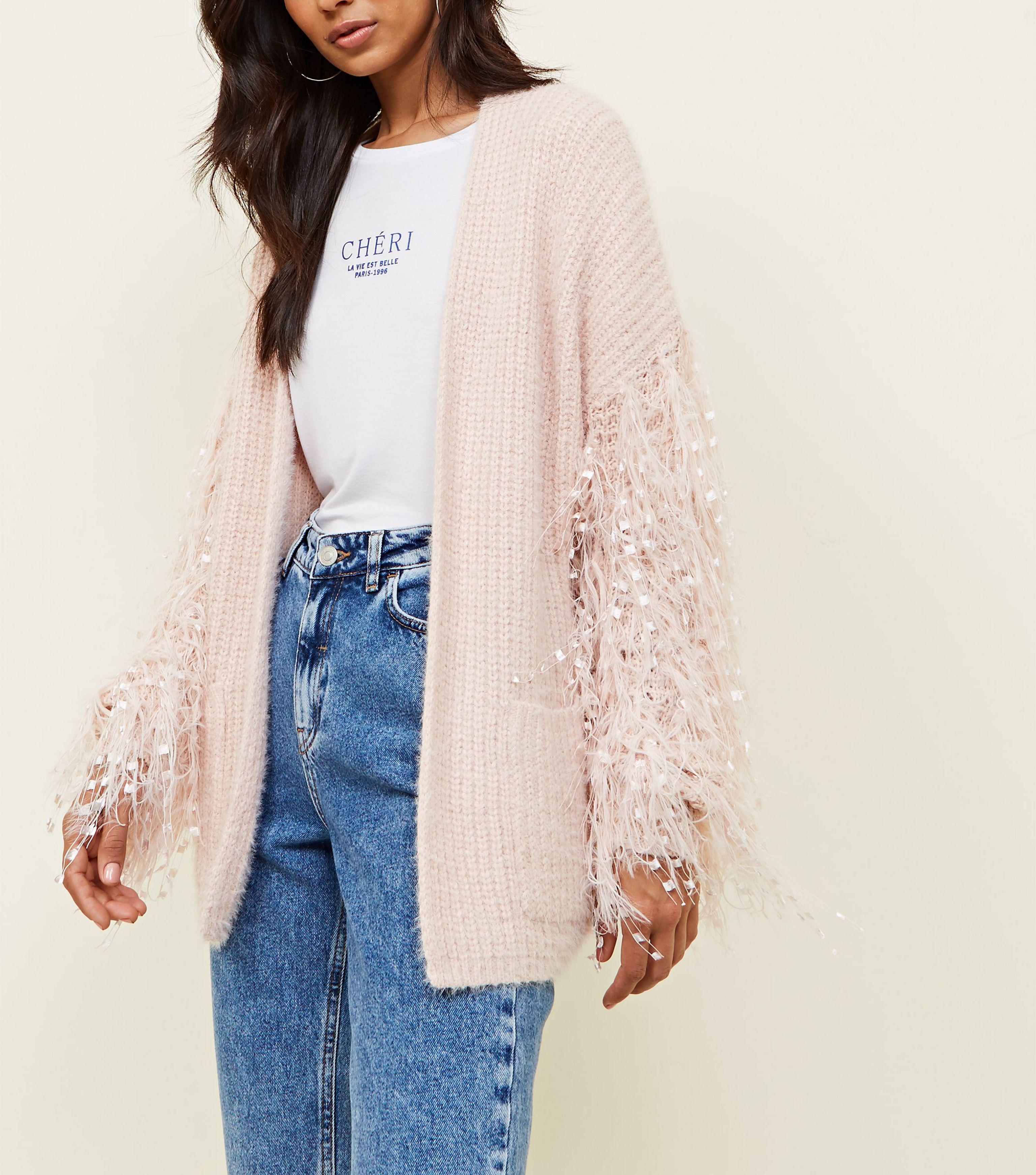 fluffy sleeve cardigan