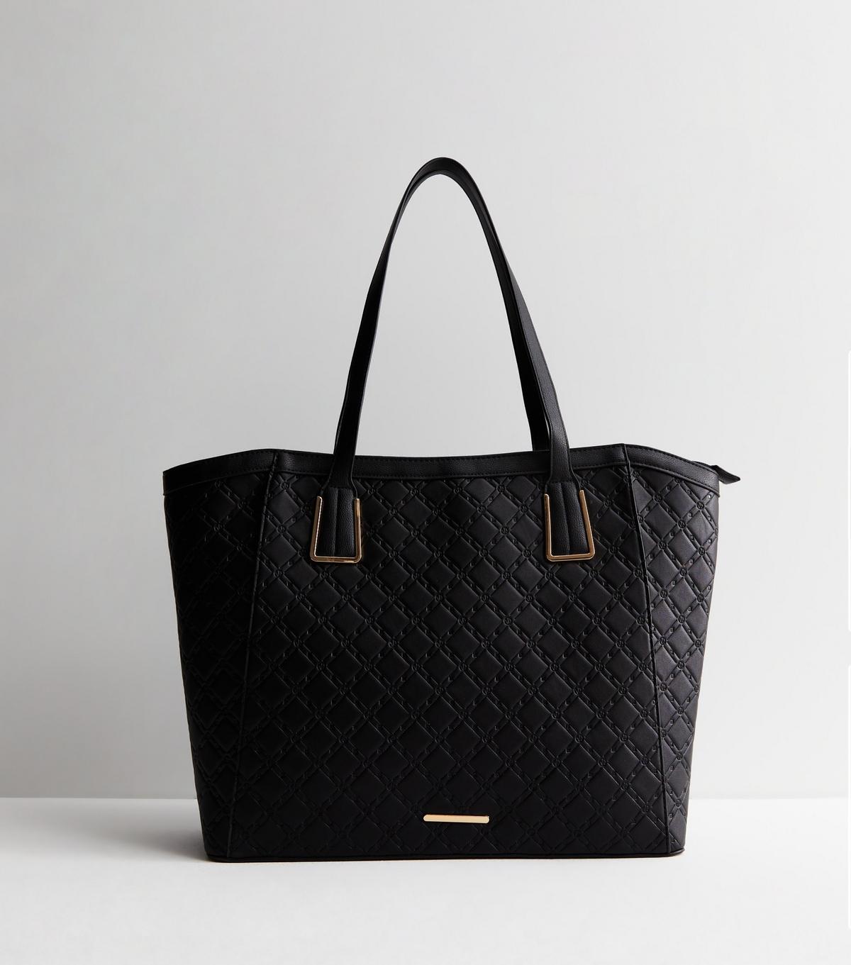 New Look Embossed Leather Look Tote Bag School Vegan in Black Lyst UK