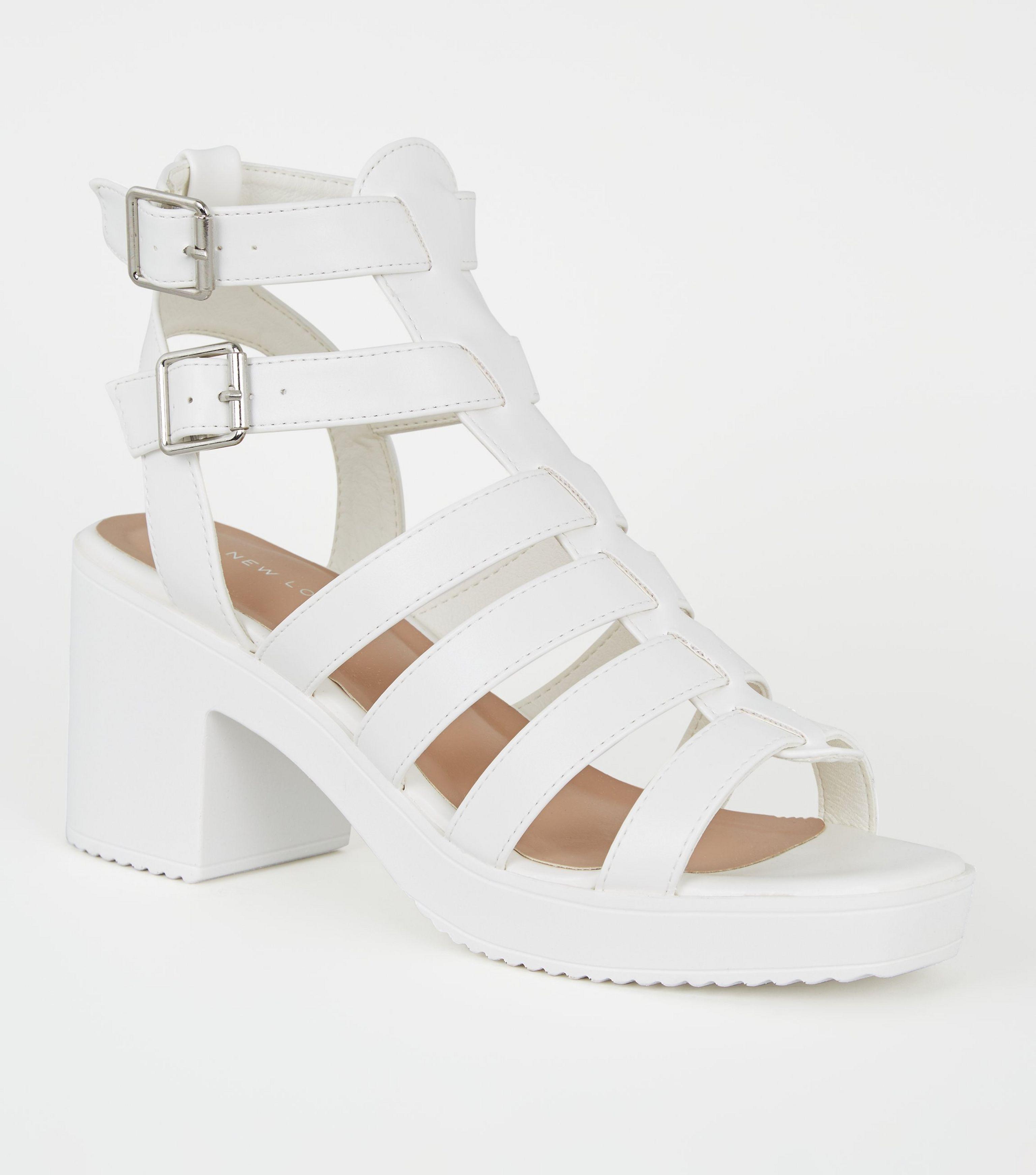 white chunky gladiator sandals
