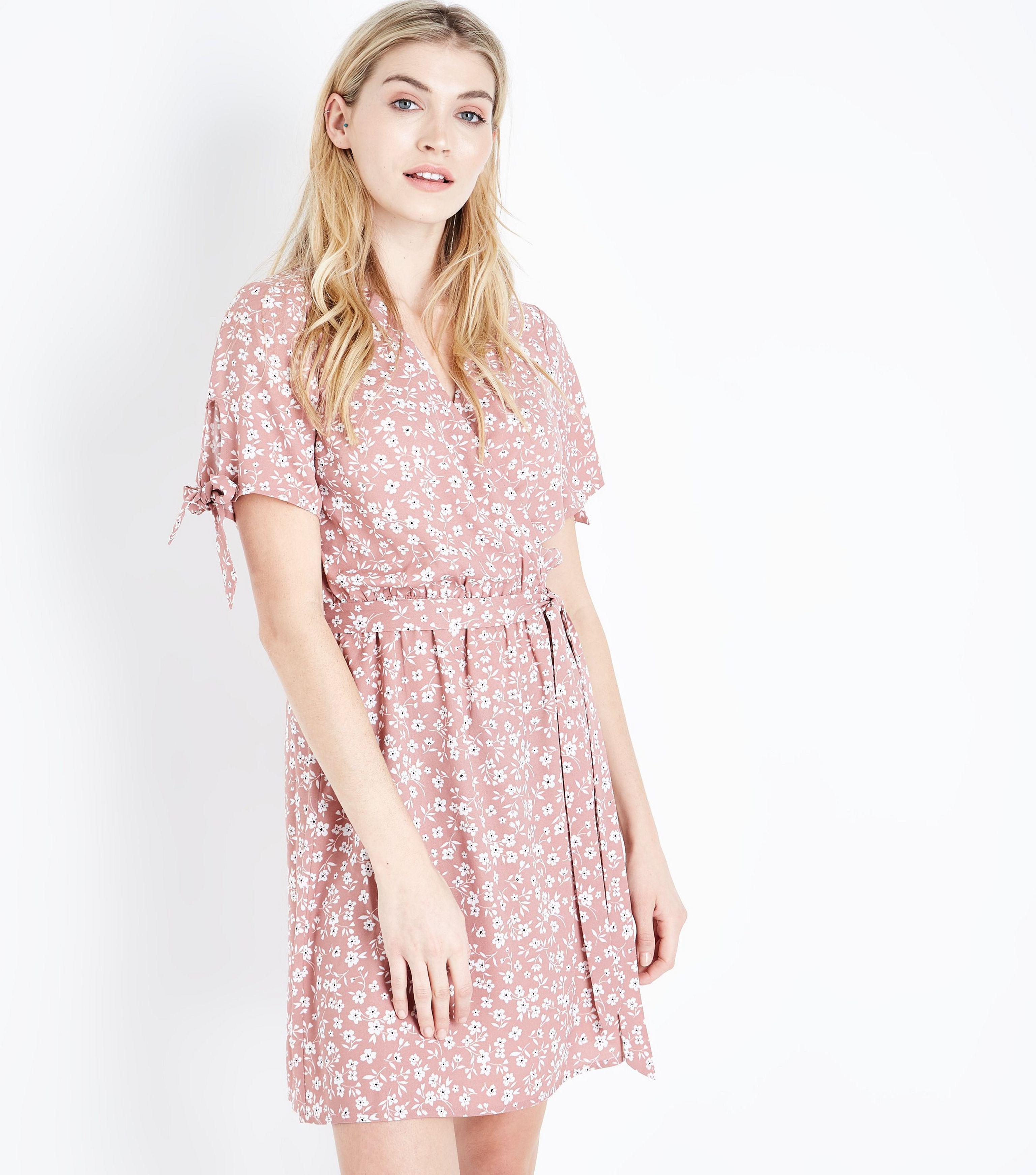 new look pink wrap dress