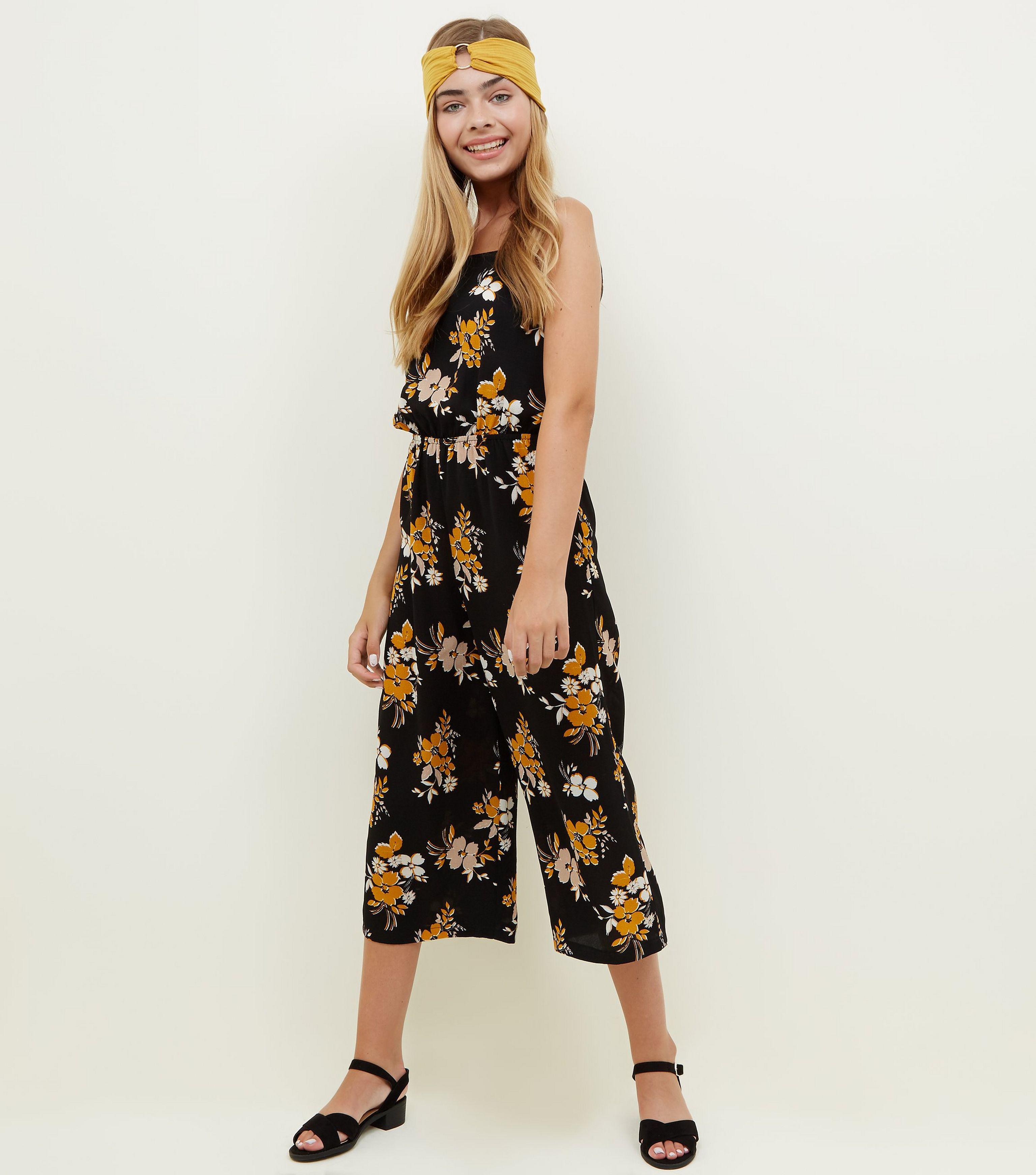 new look black floral jumpsuit