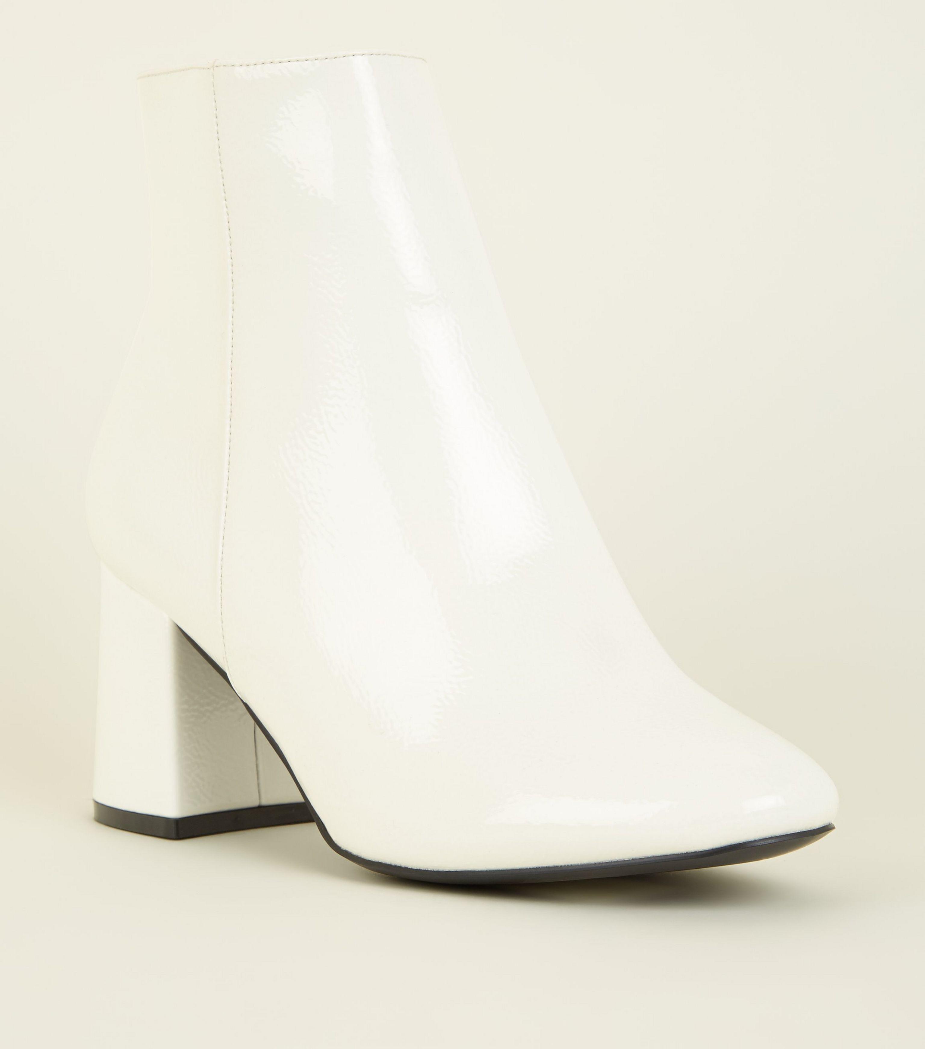 wide fit patent ankle boots