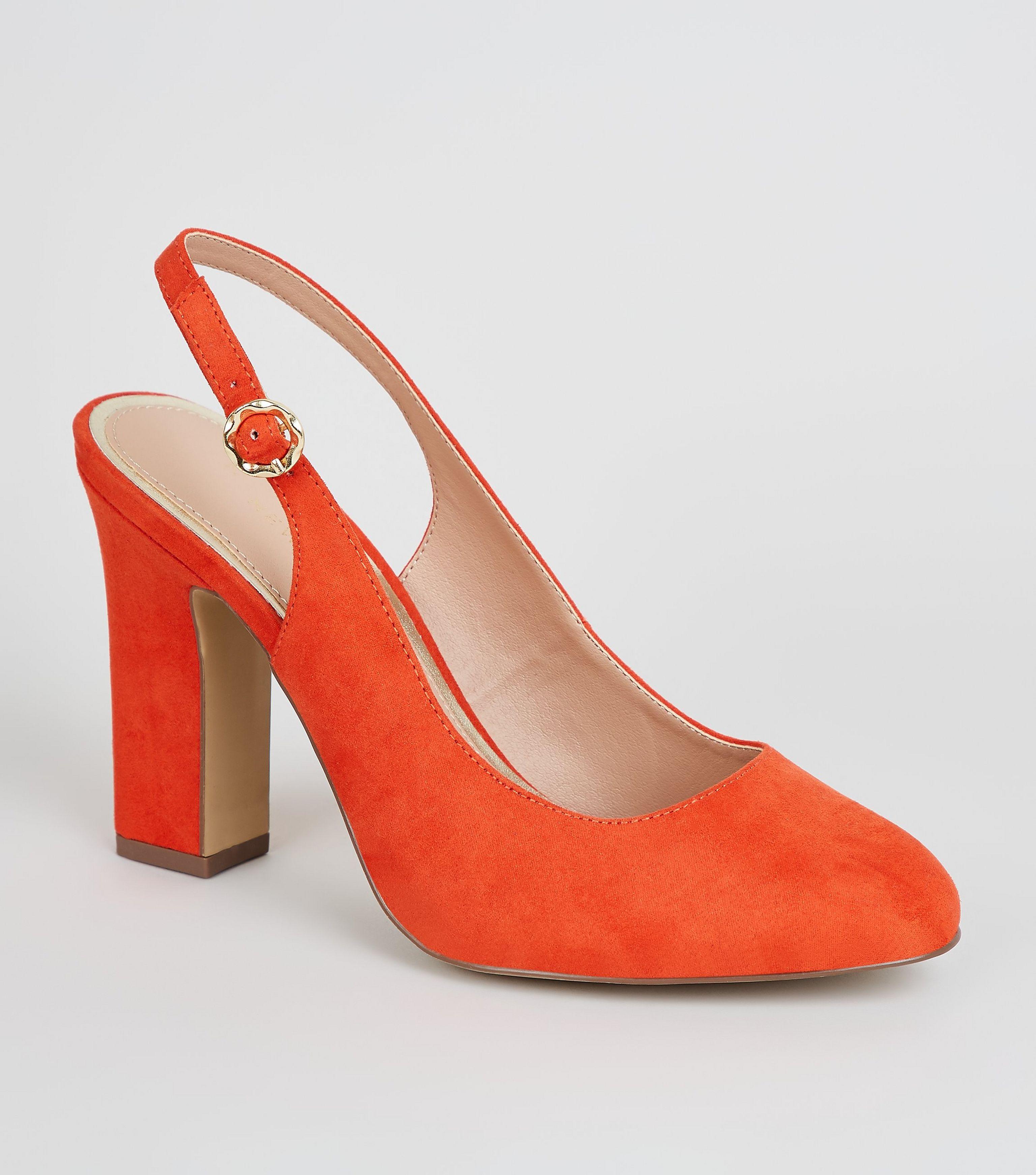 orange slingbacks