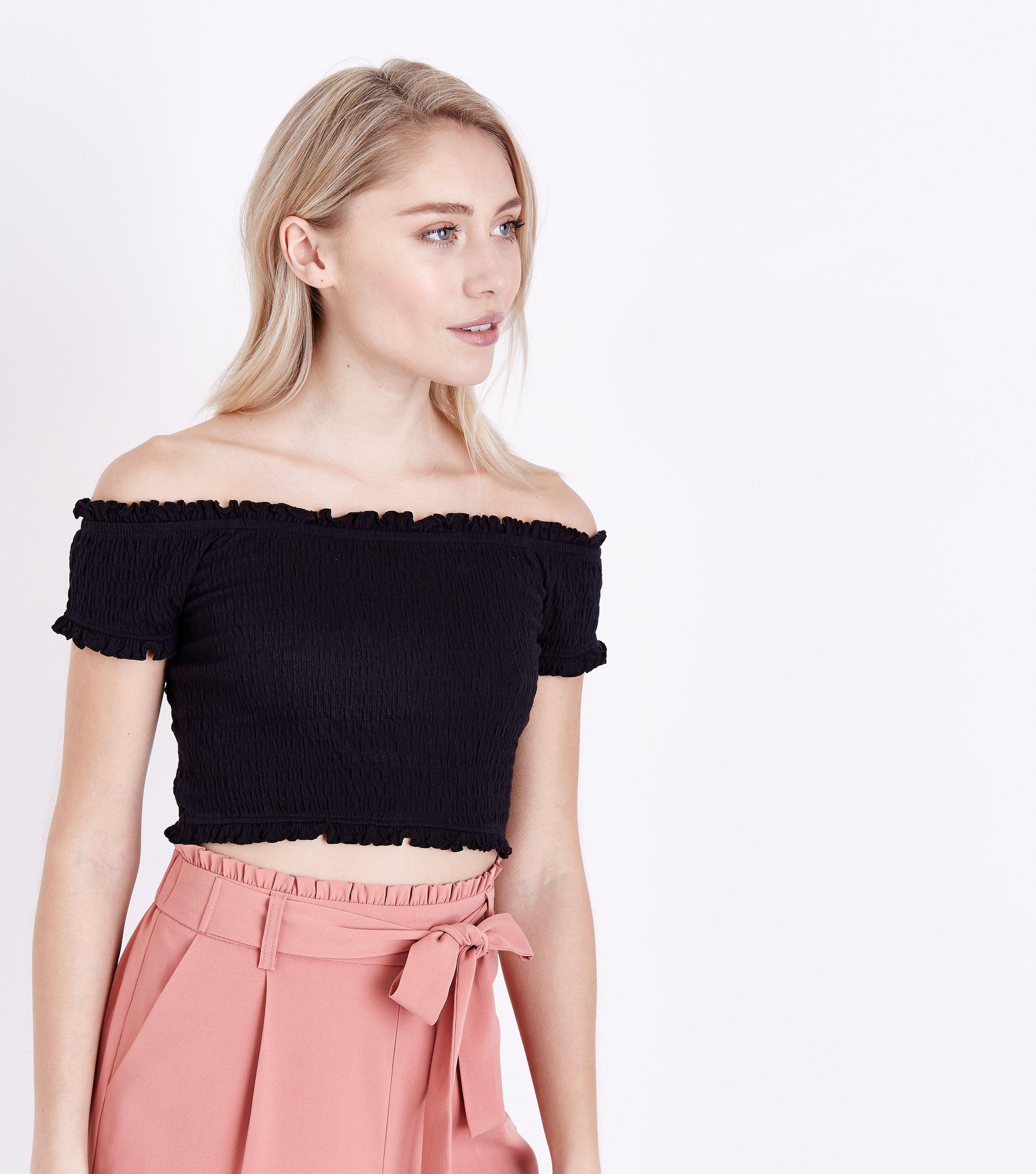 new look black bardot top