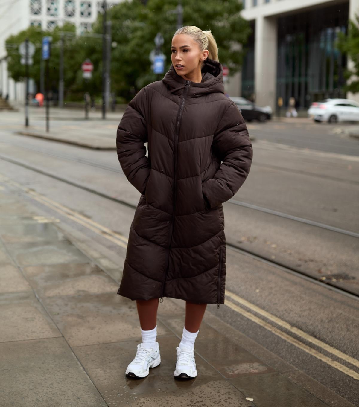 Longline Jacket Brave Soul Puffer Jacket Brown Coat With Longline