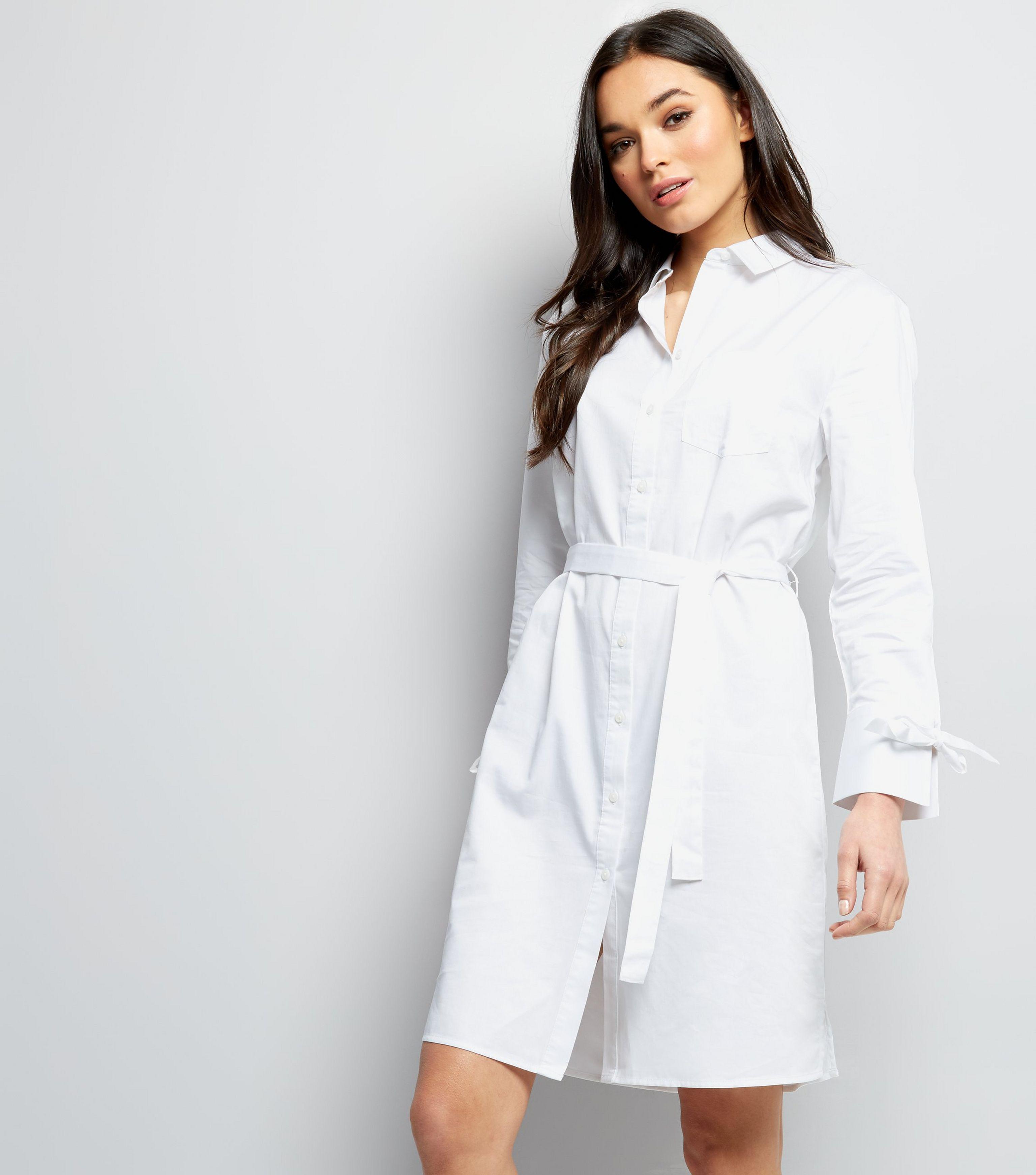 white tie shirt dress