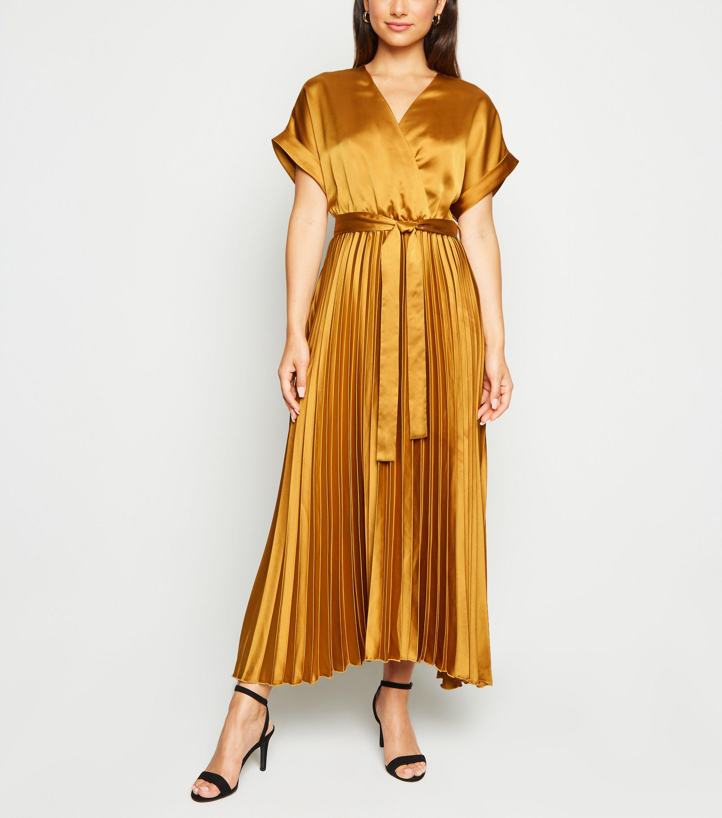 New look satin pleated dress best sale