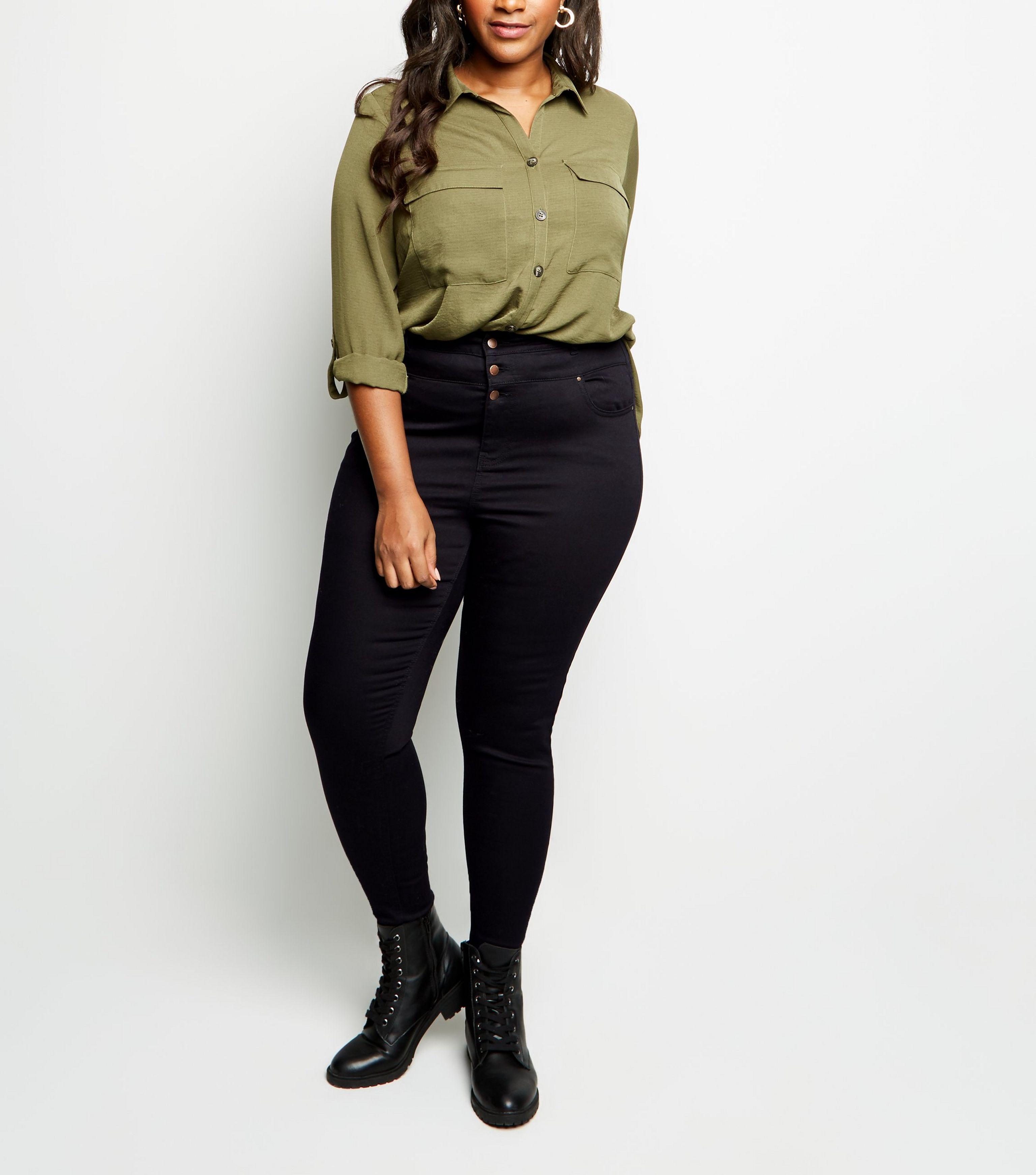 black high waisted jeans 3 buttons