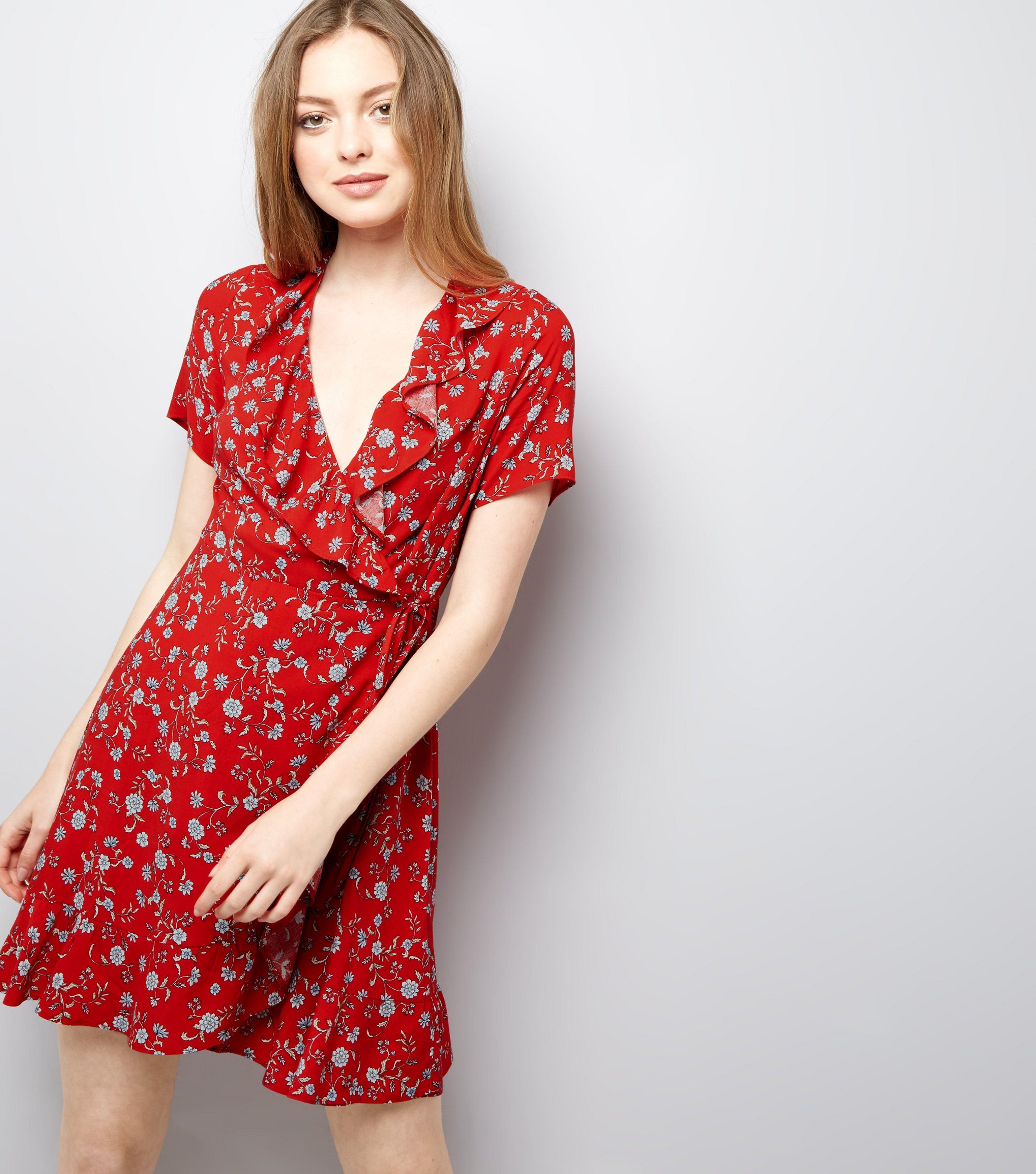 new look red wrap dress