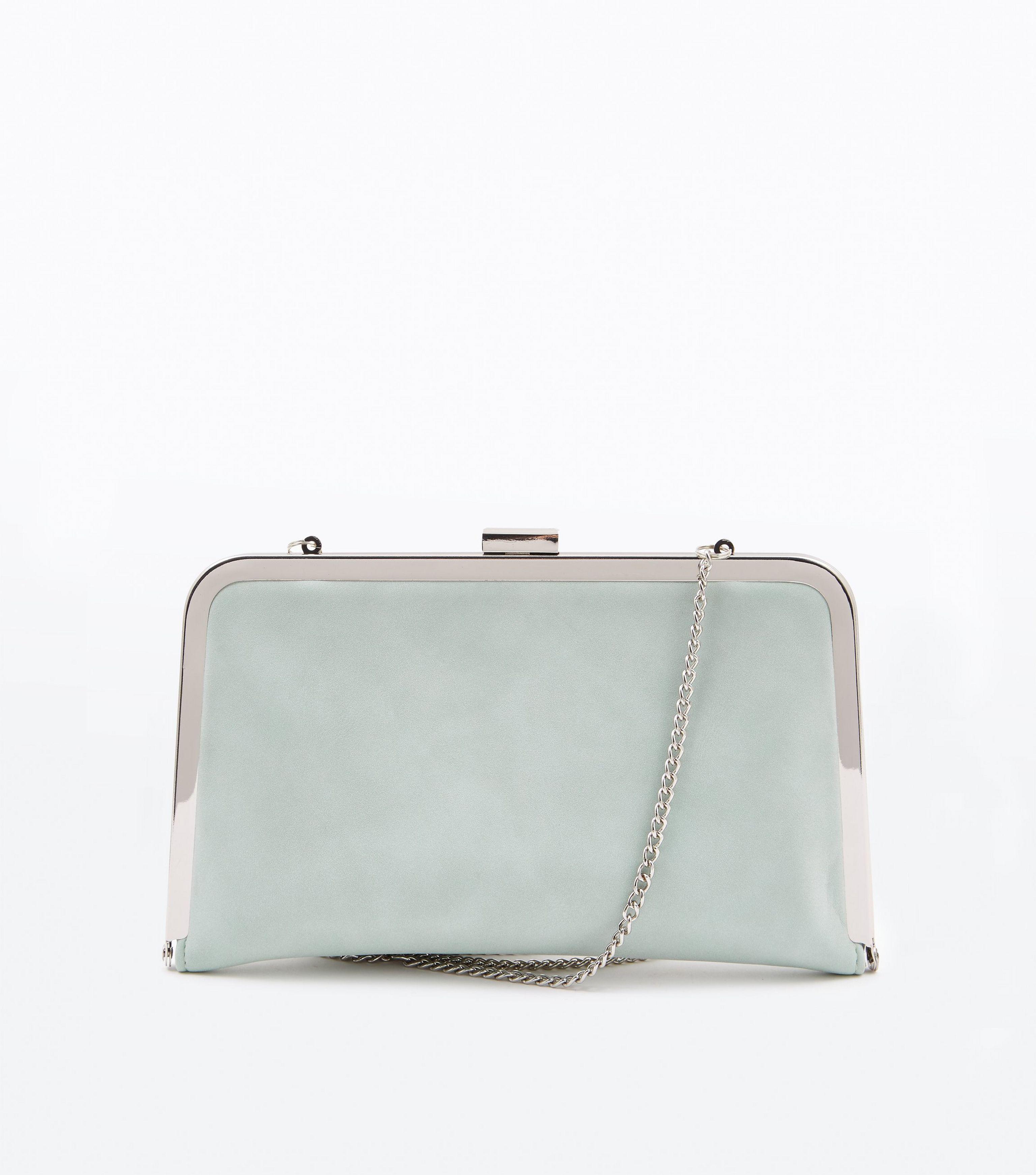 new look silver clutch bag