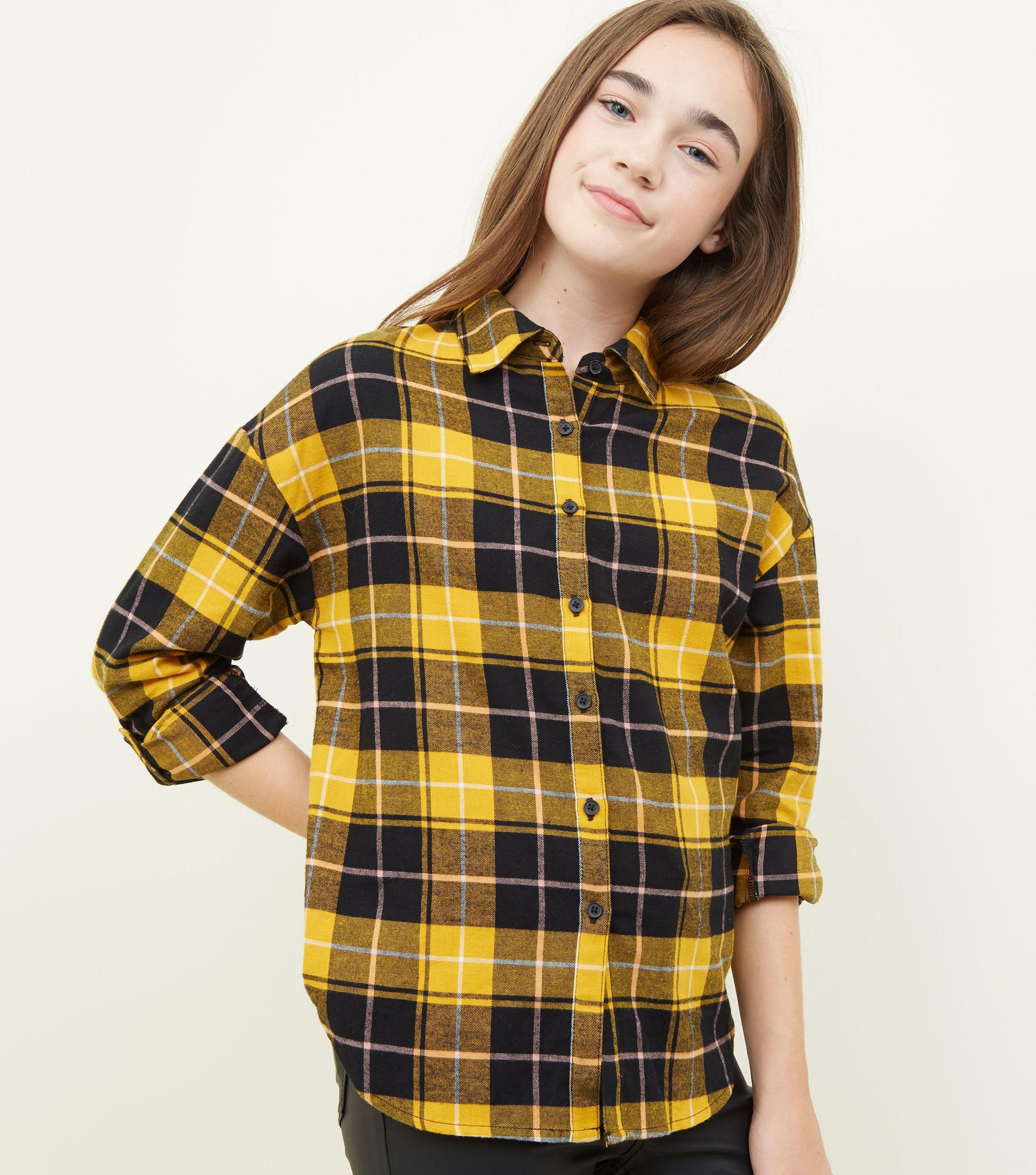 ladies yellow check shirt